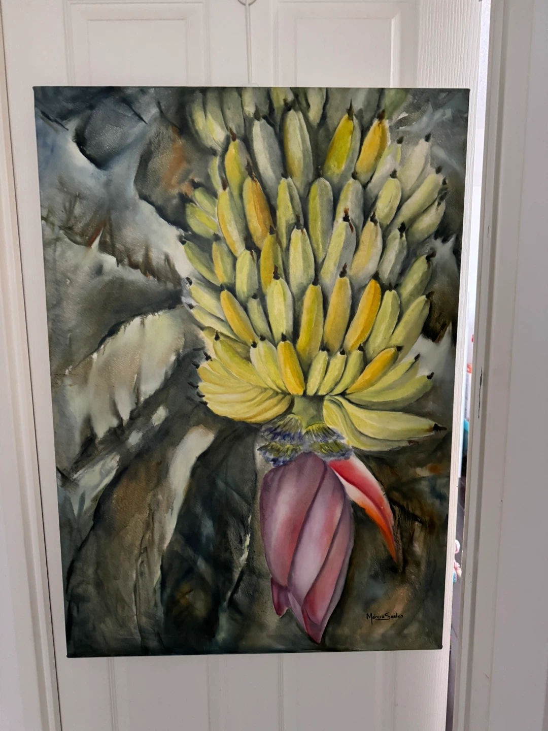 Original Painting of Bananas and Banana Blossom