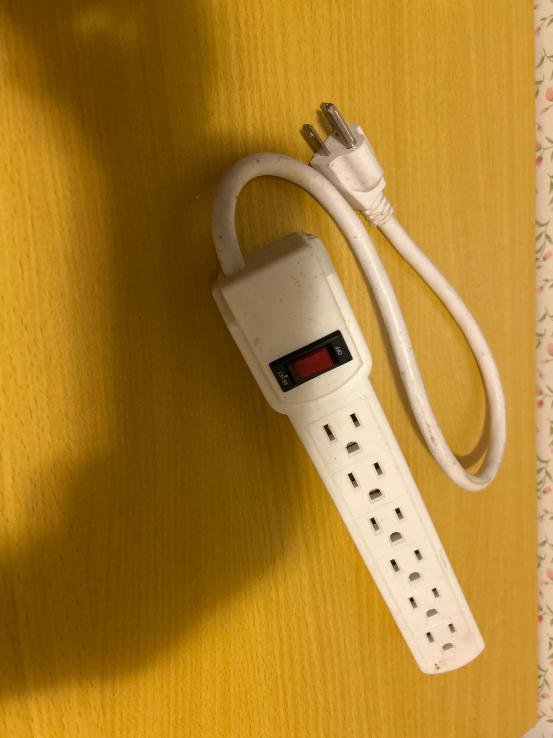 White 6-Outlet Power Strip with On/Off Switch
