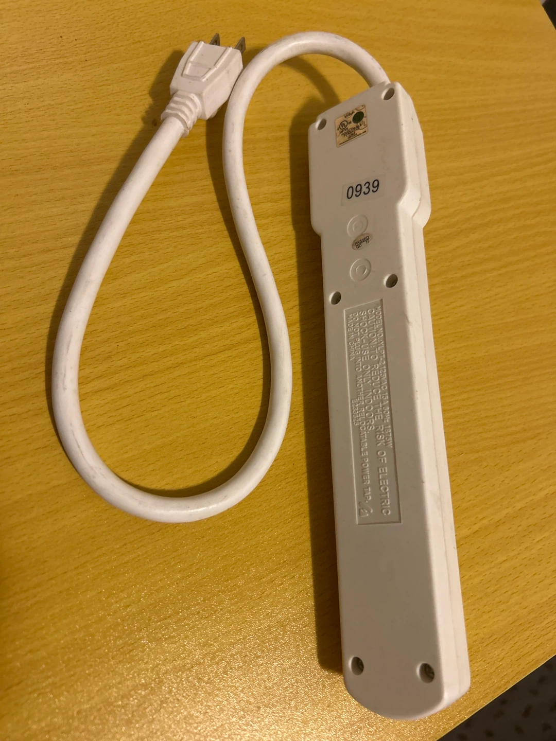 White 6-Outlet Power Strip with On/Off Switch - photo 2
