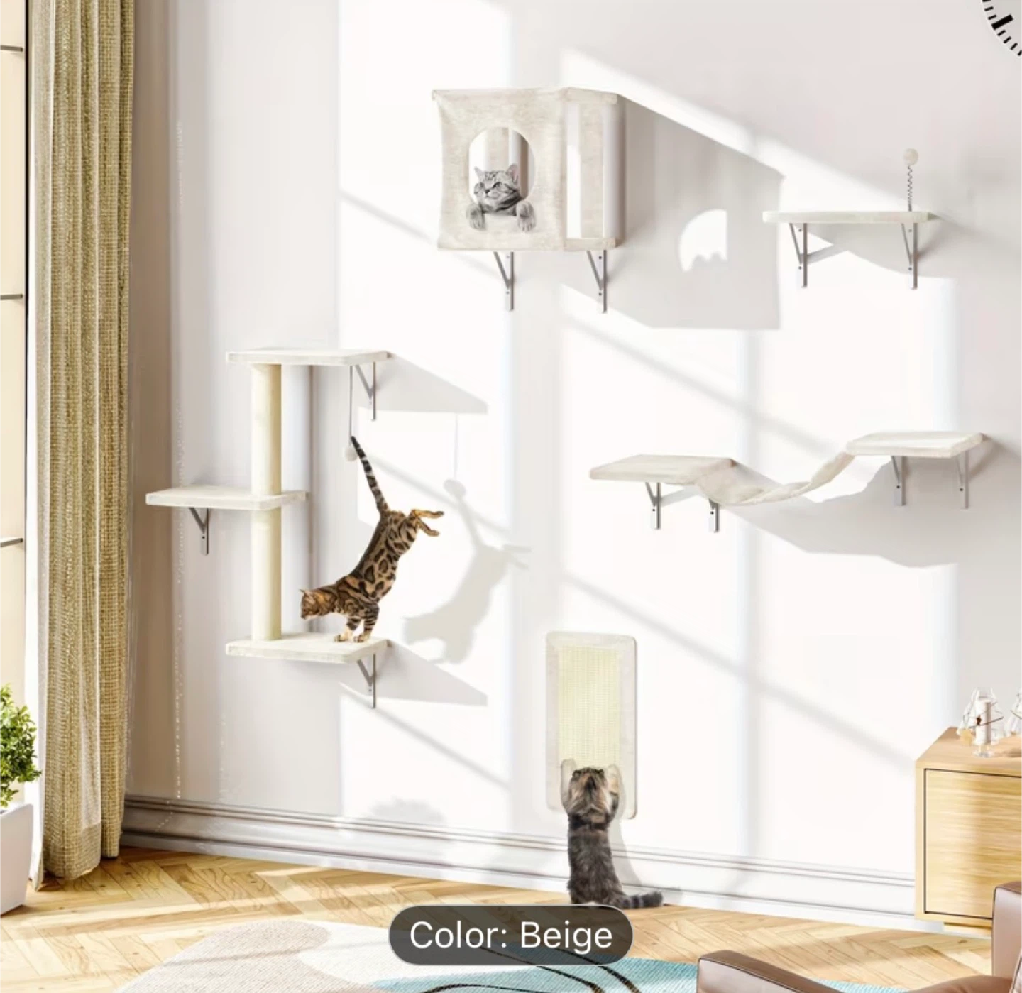 5pcs Wall Mounted Cat Shelves