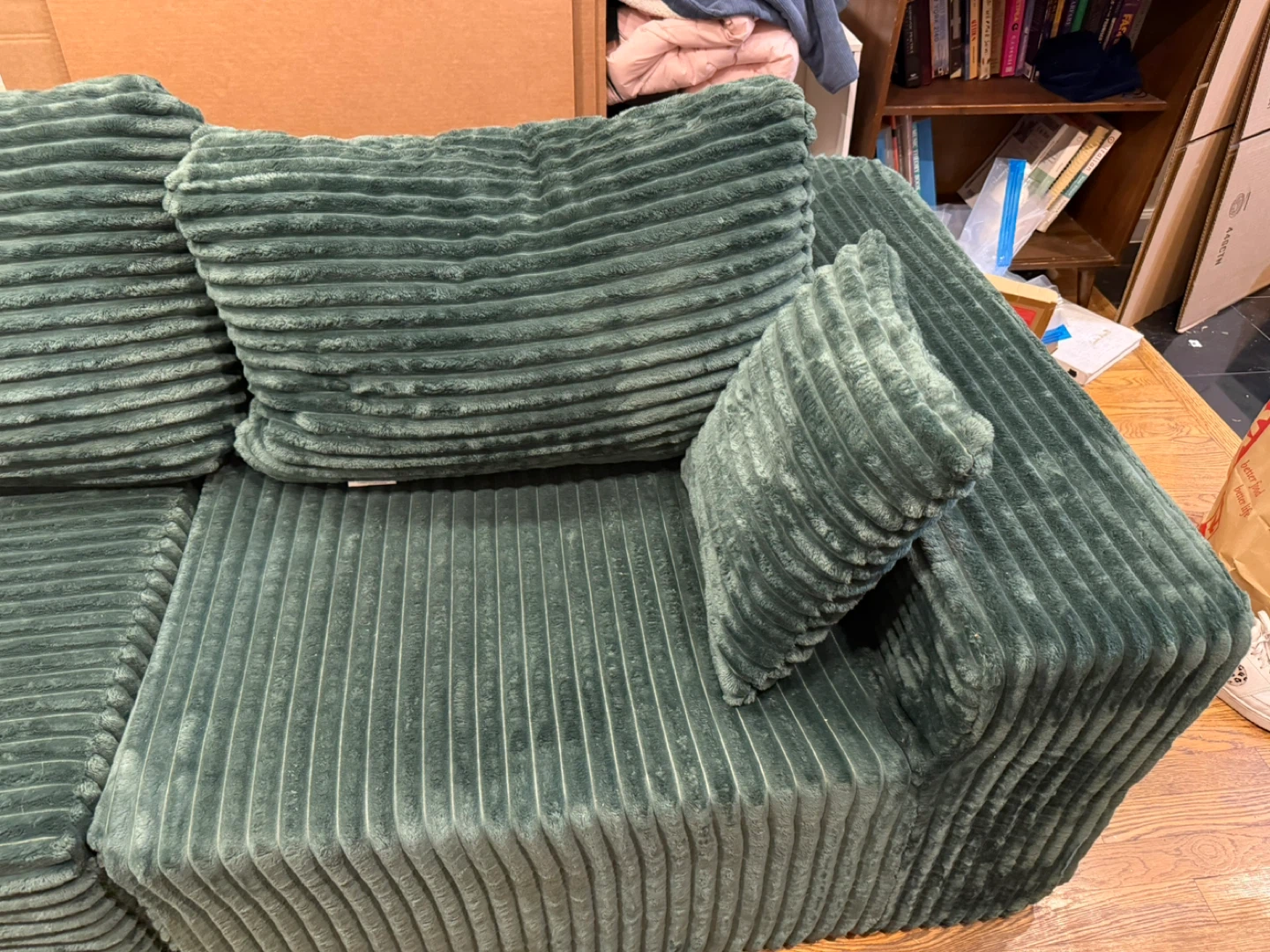 Boneless Couch- Green Corduroy- like new! - photo 4