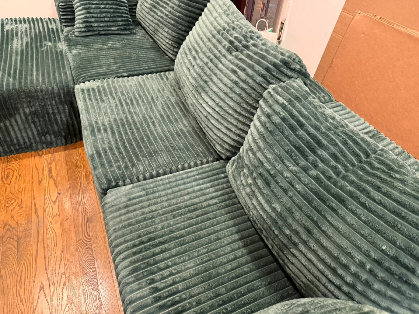 Boneless Couch- Green Corduroy- like new! - photo 3