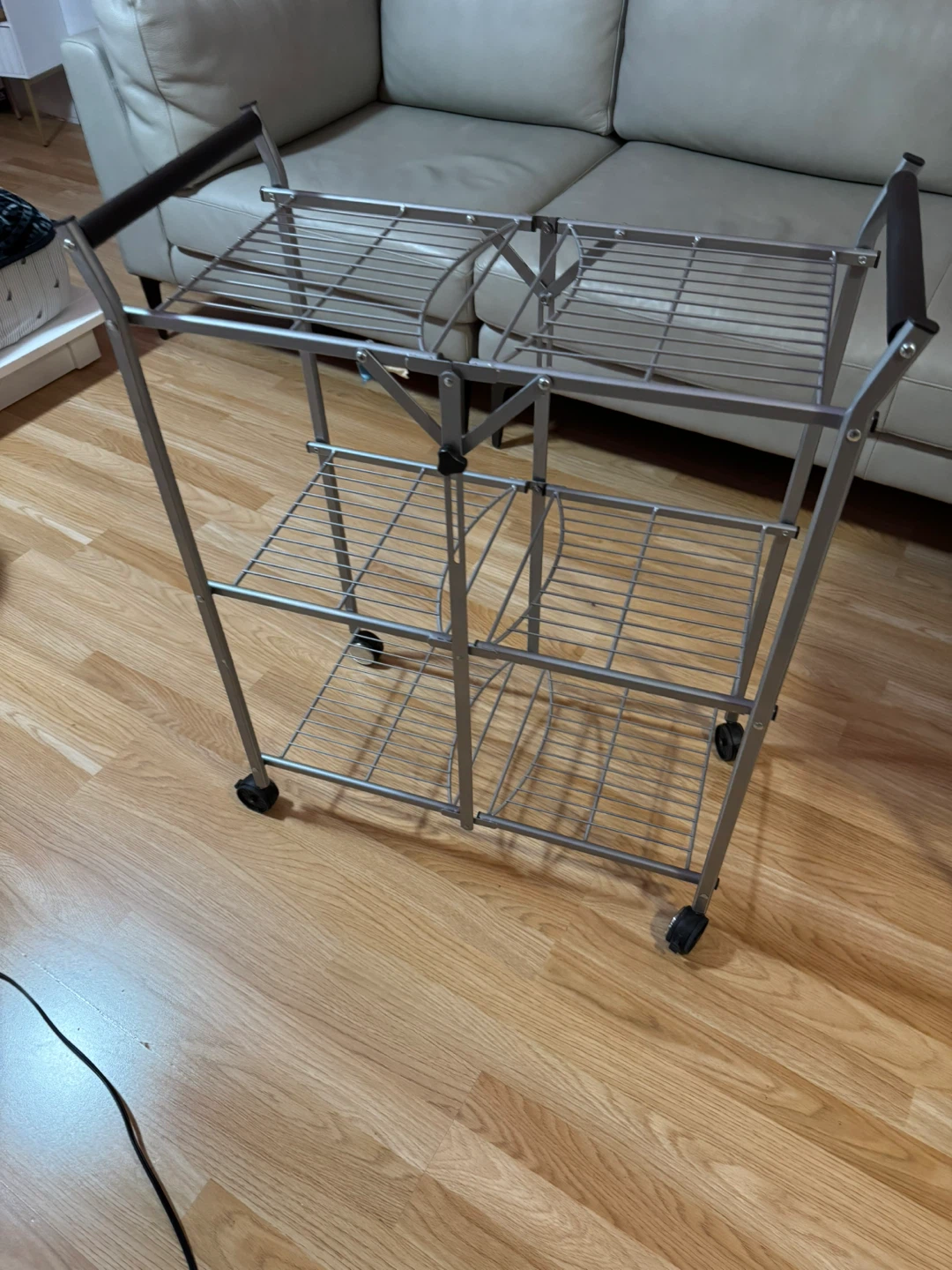 Silver Rolling Cart with 3 Shelves