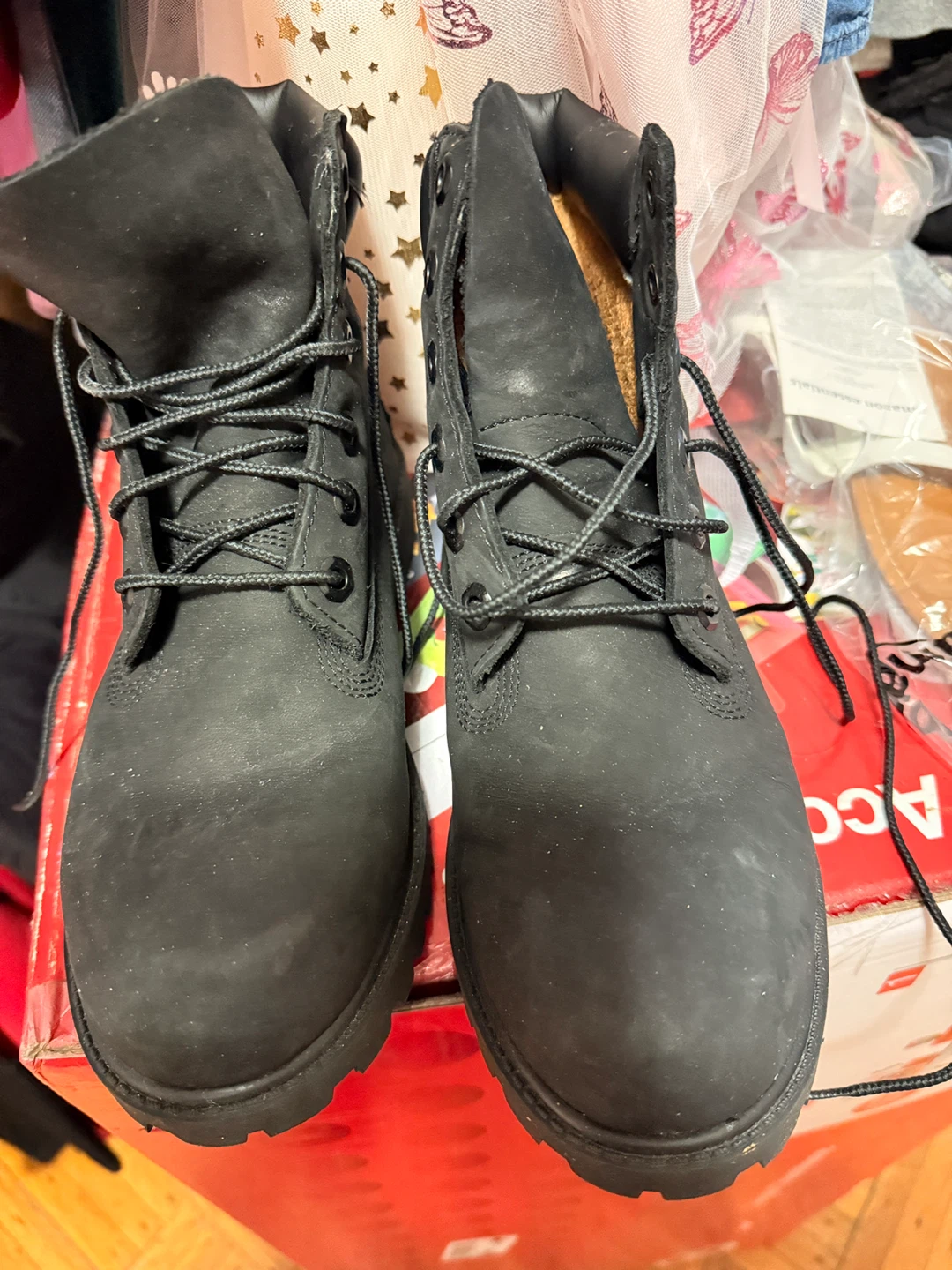 Timberland Black Leather Lace-Up Boots