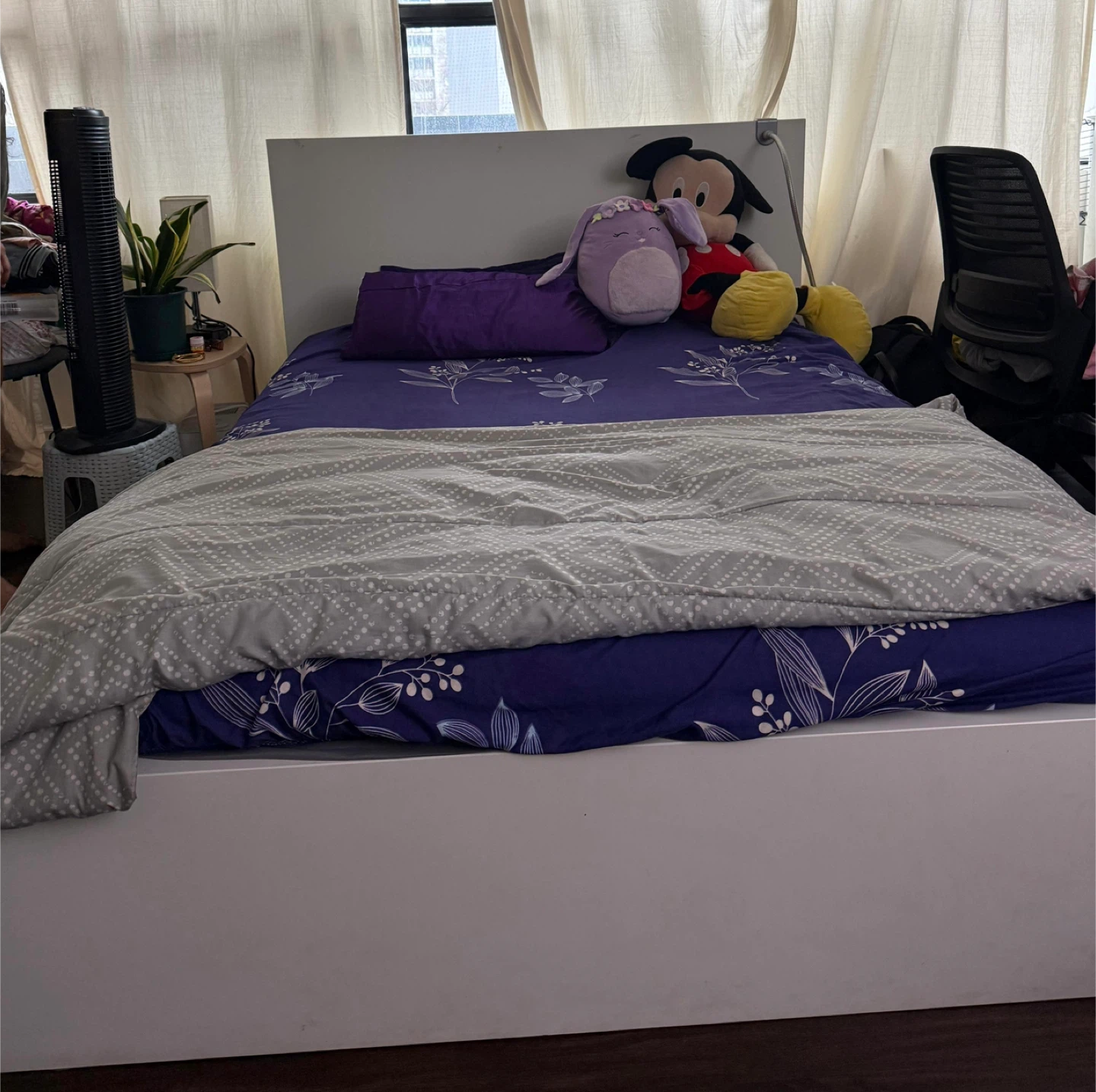 White Double Bed Frame with Drawers and mattress - photo 5