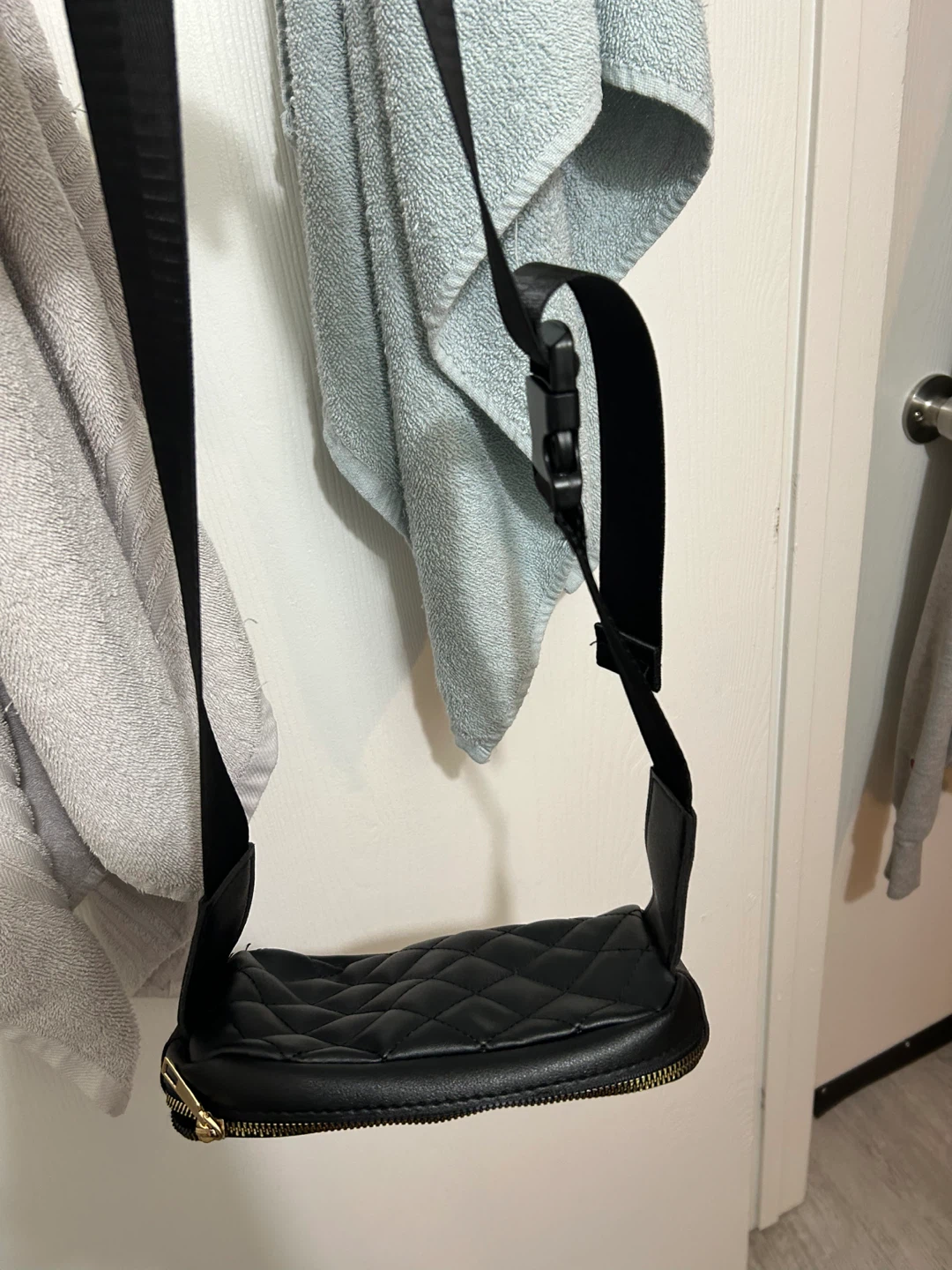 Black Quilted Fanny Pack / Crossbody Bag