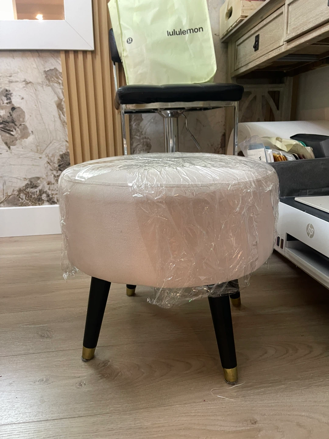 Round Velvet Ottoman Footstool - Pink - photo 4