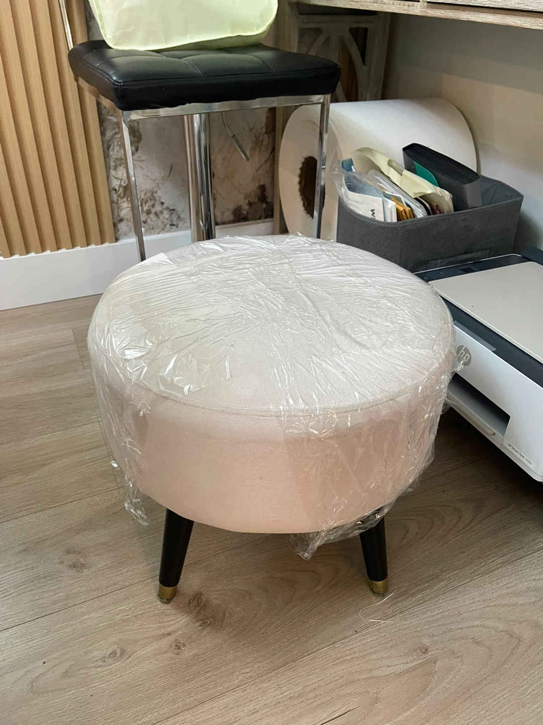 Round Velvet Ottoman Footstool - Pink - photo 3
