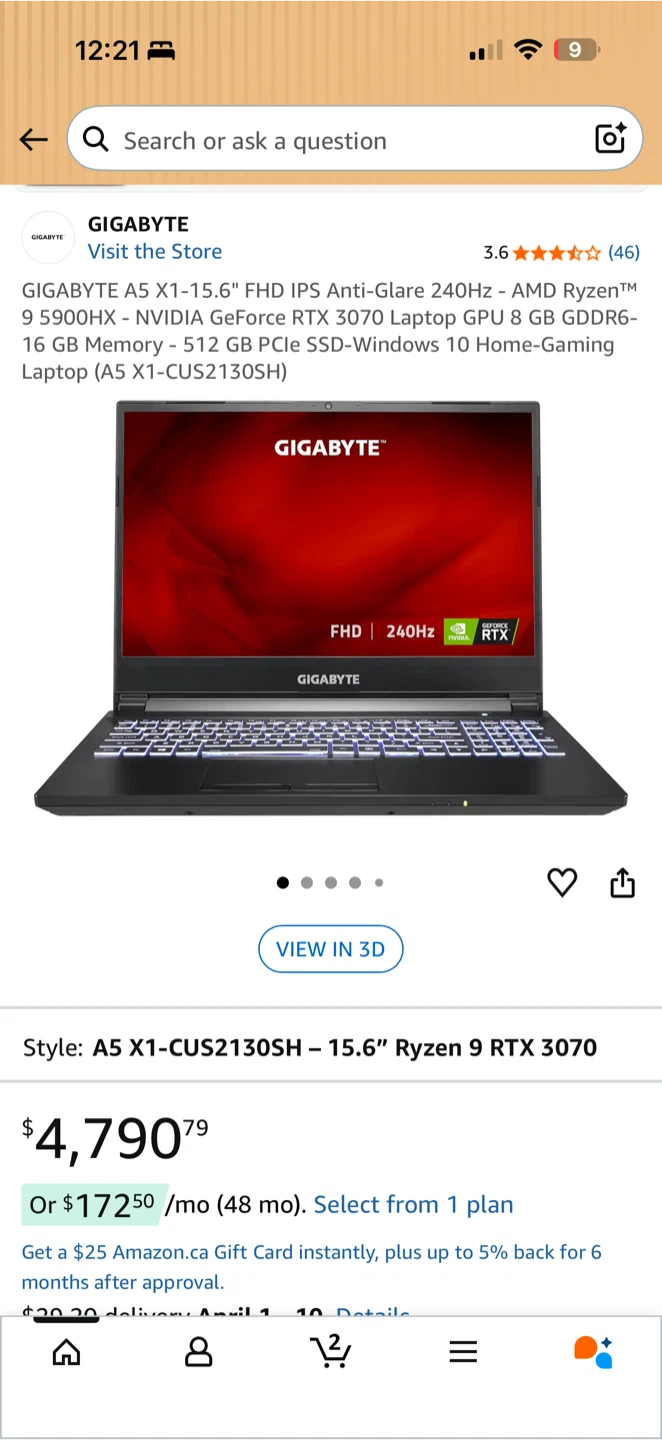GIGABYTE A5 X1 Laptop - Ryzen 9, RTX 3070, 16GB RAM, 512GB SSD - photo 4