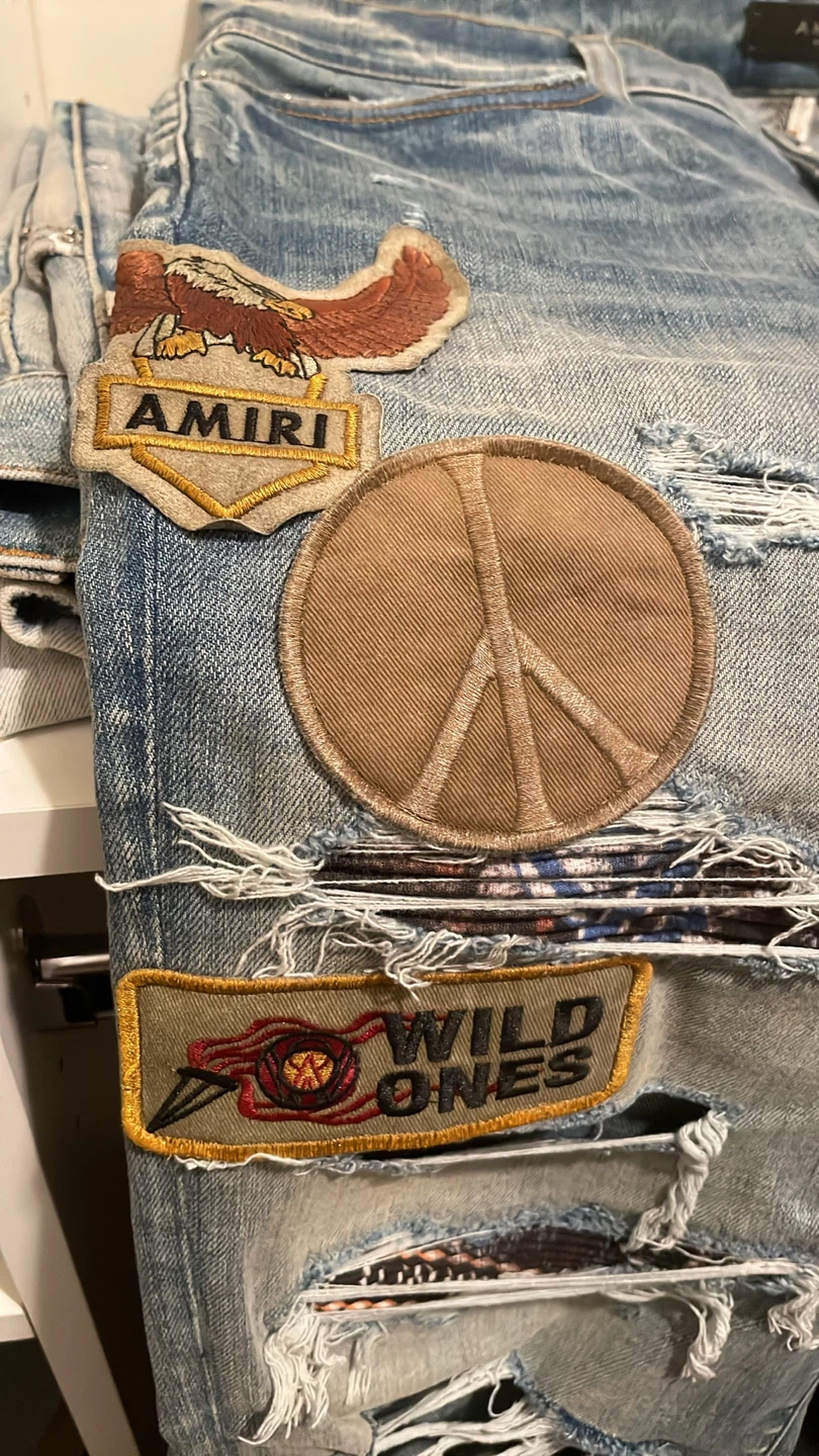Amiri Distressed Patched Jeans - photo 2