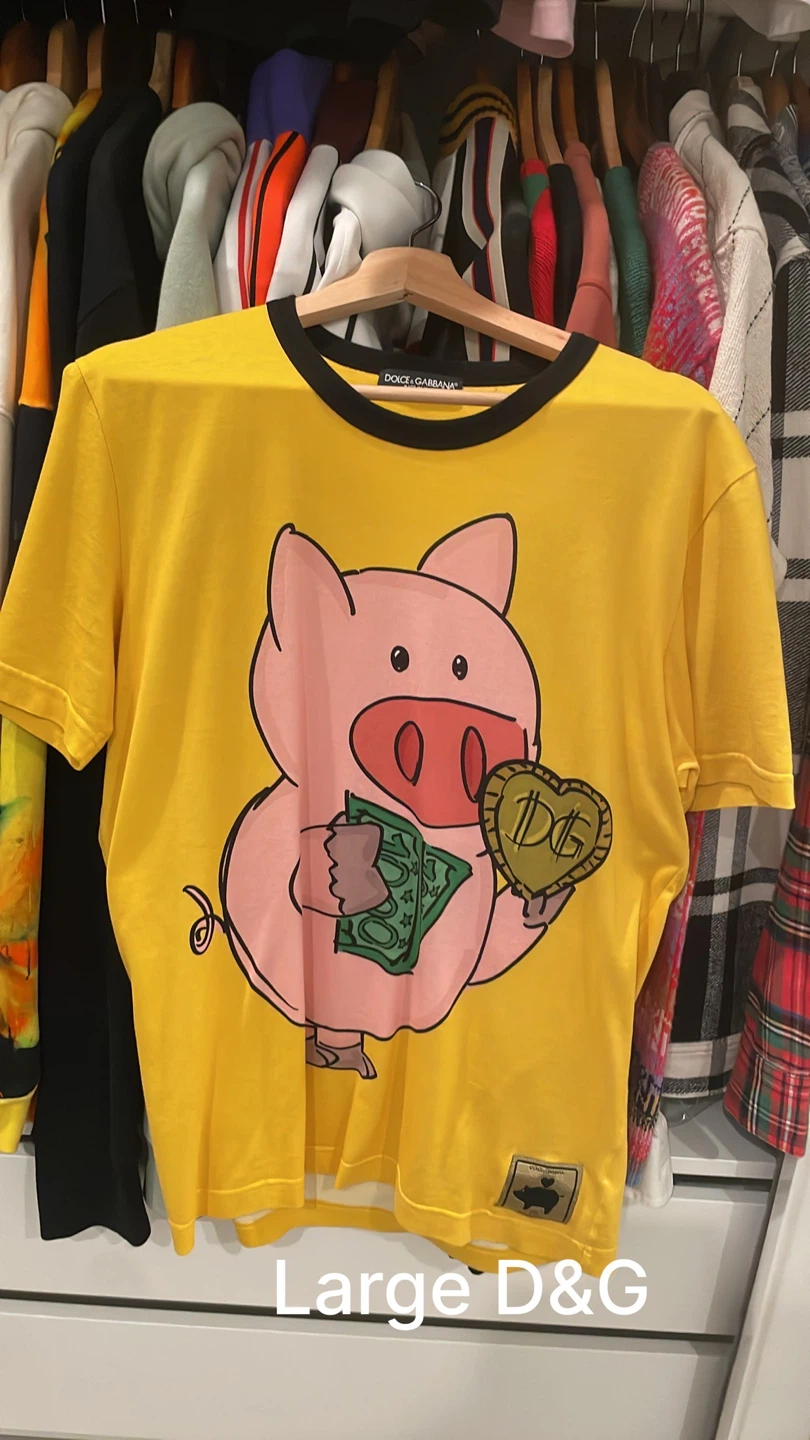 Dolce & Gabbana Yellow Pig Graphic T-Shirt - Large