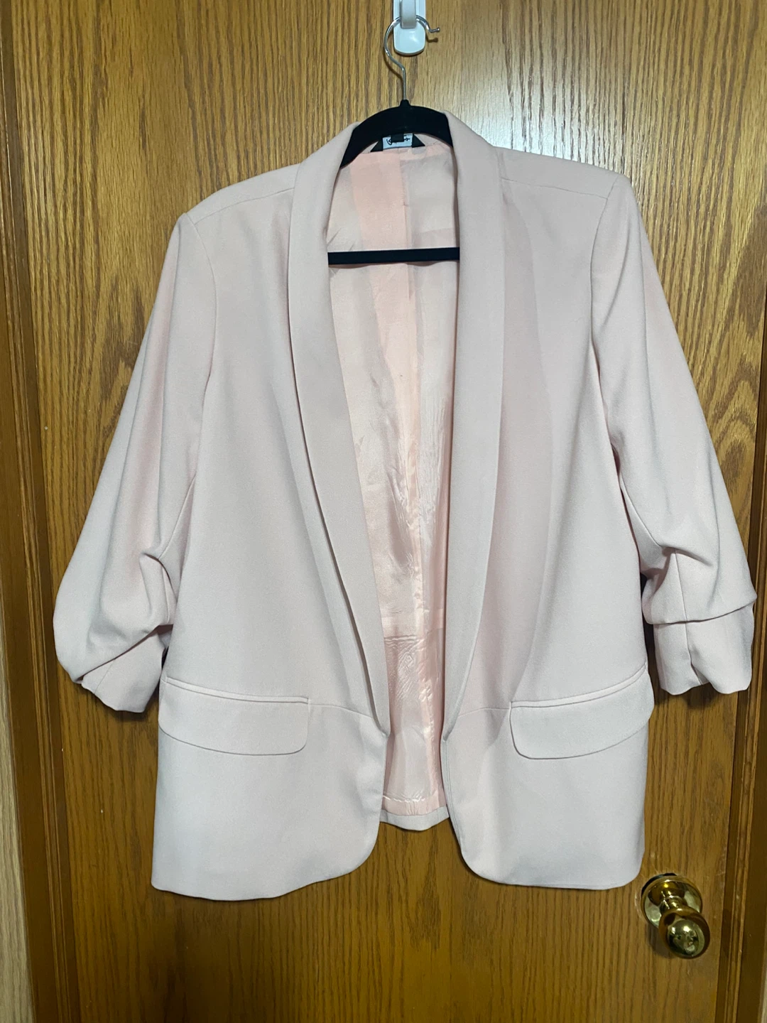 Light Pink Women's Open-Front Blazer Jacket - photo 2