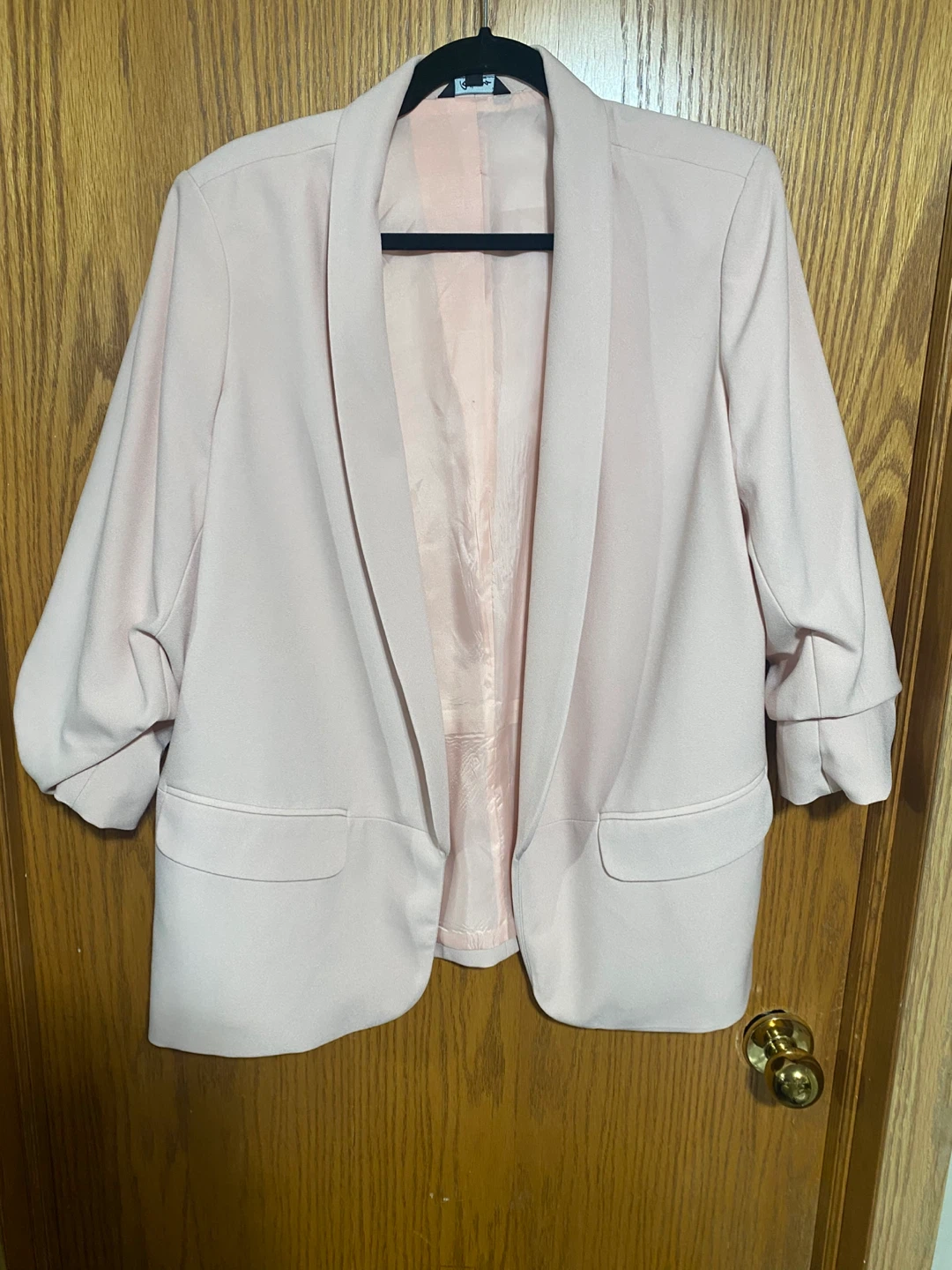 Light Pink Women's Open-Front Blazer Jacket