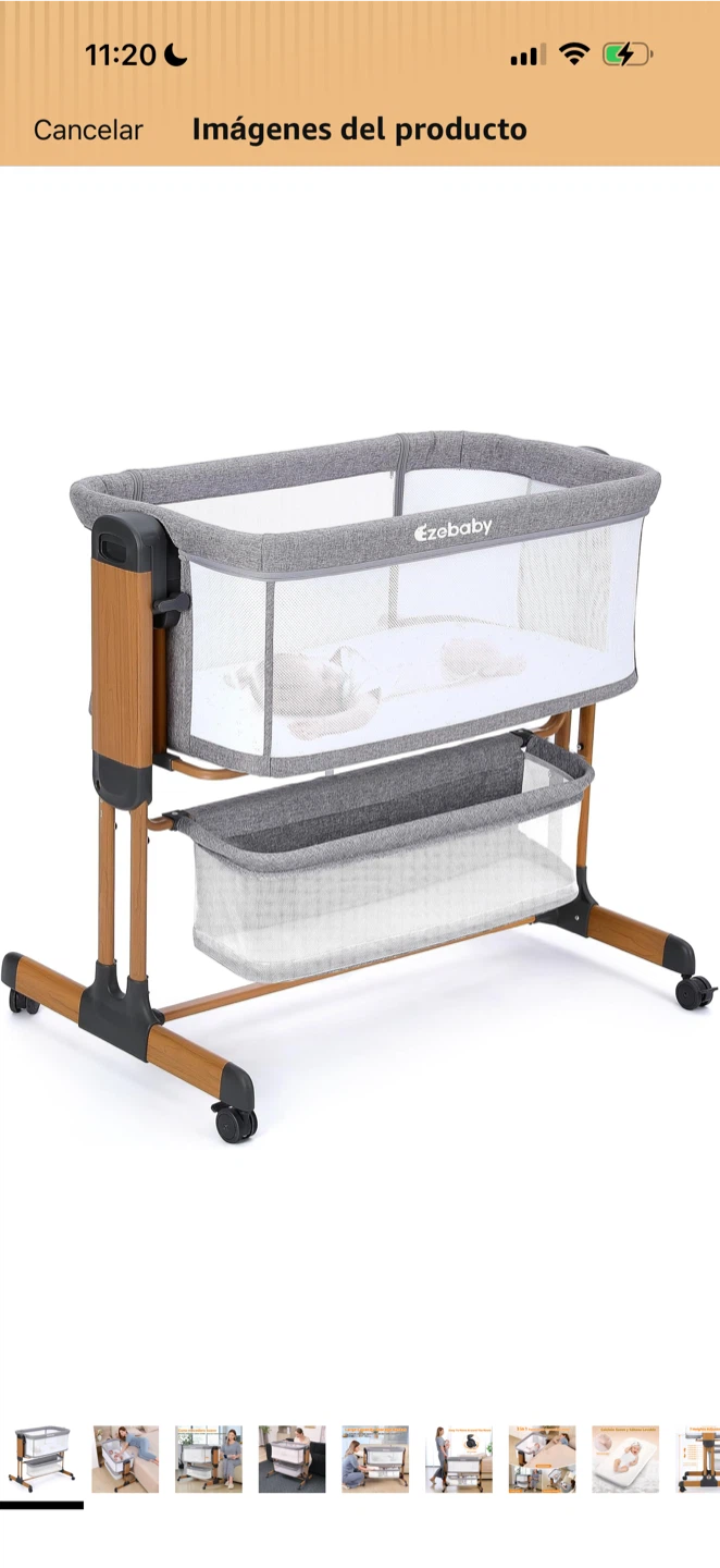 Ezebababy 3 in 1 Baby Bassinet with Wheels - Medium Grey