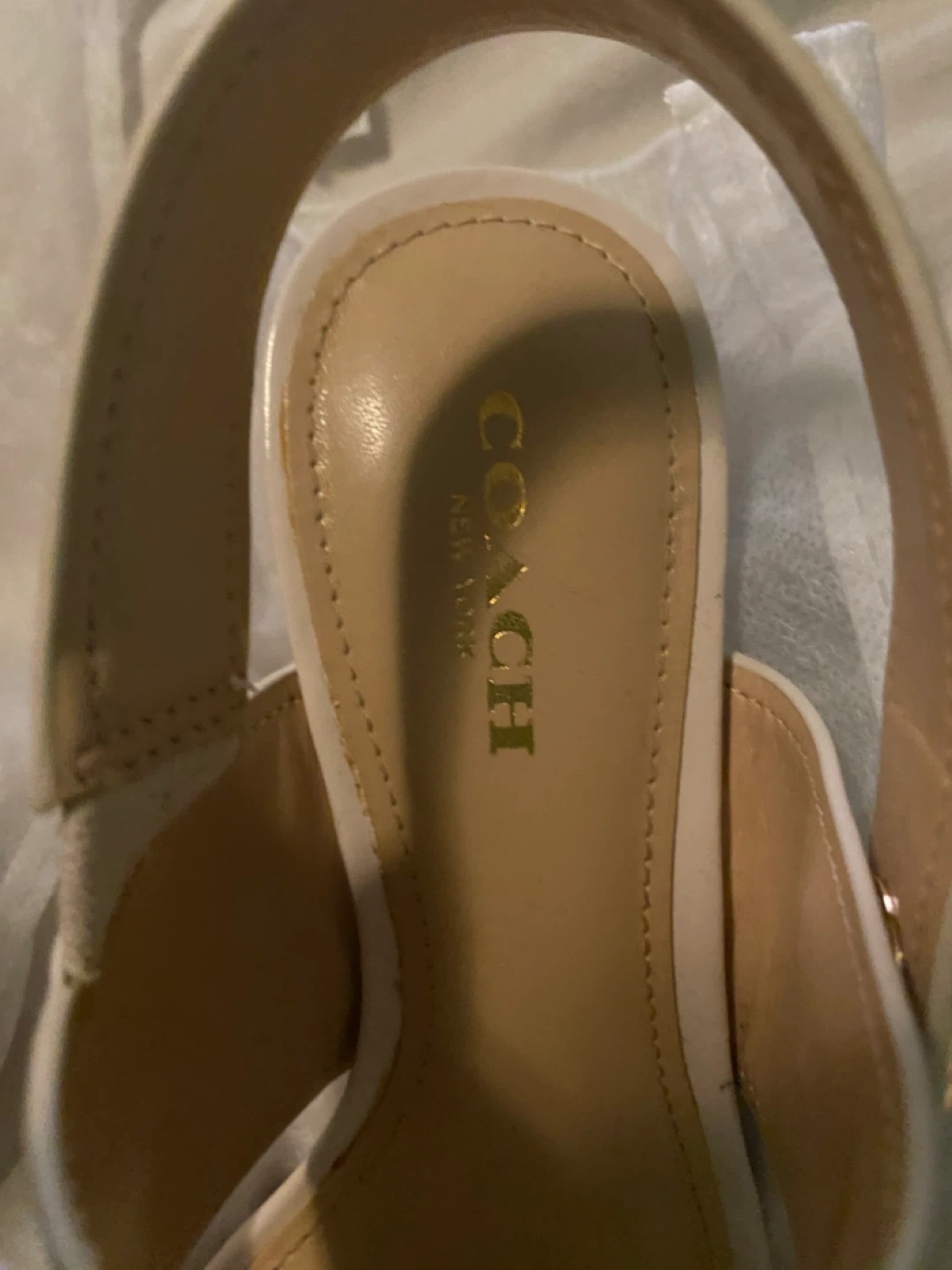 Coach Marla Cream Patent Leather Slingback Heels Size 5.5 - photo 3