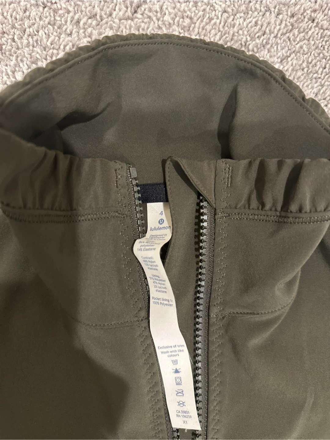 Lululemon olive Green Jacket Size 4 - photo 4