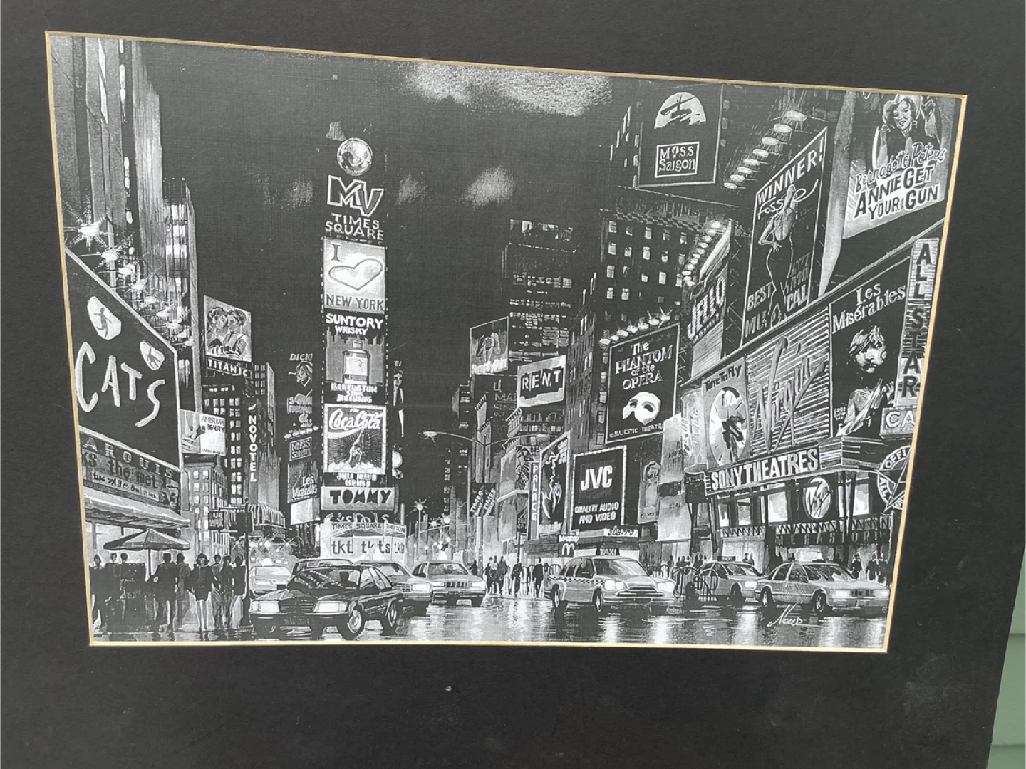 NYC Times Square night city scape print noir wall art - photo 3