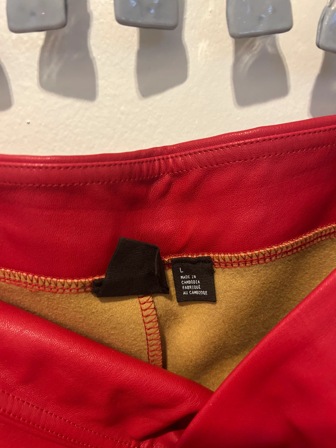 Free Press Red Faux Leather Pants Size L - photo 4