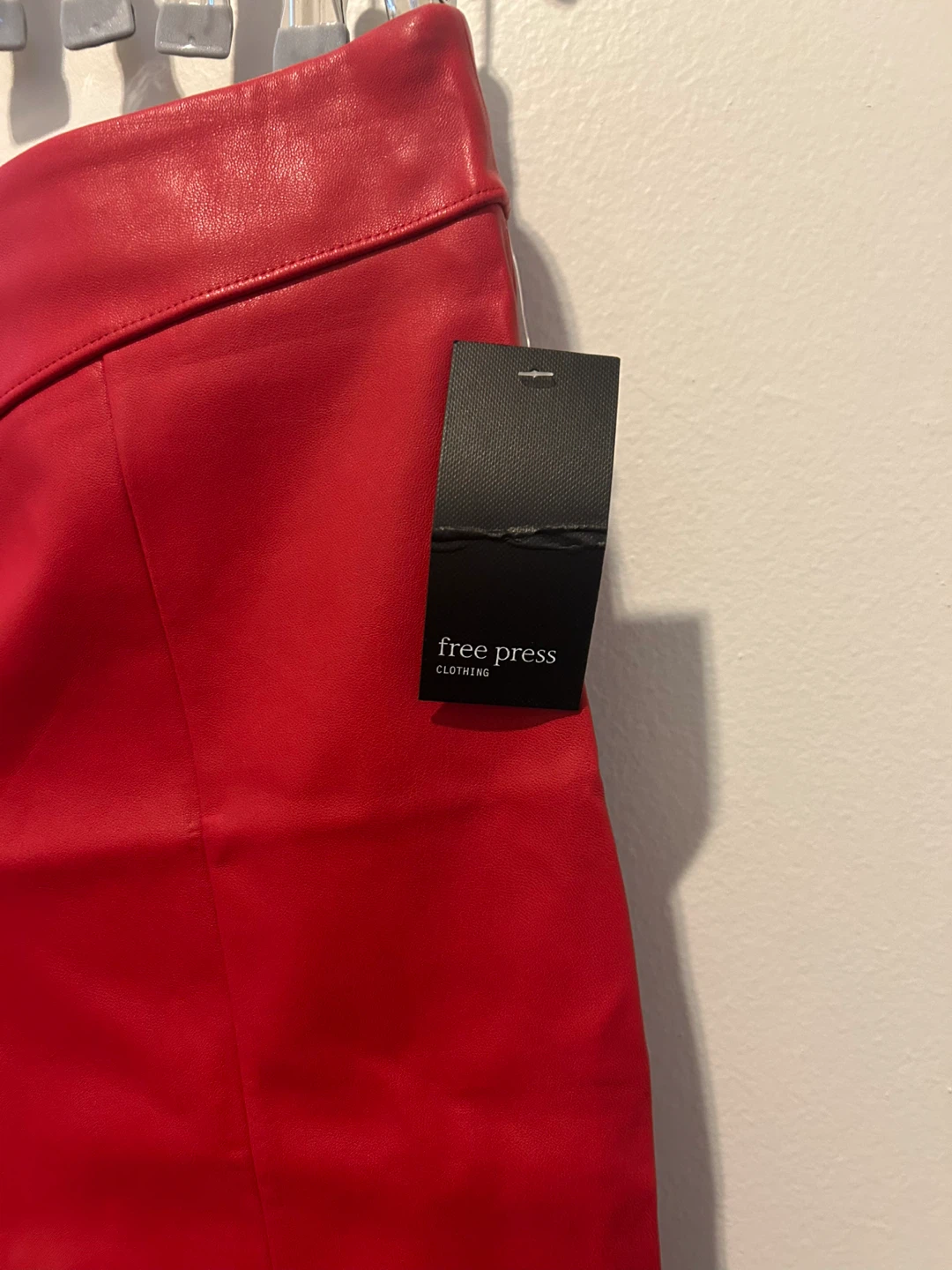 Free Press Red Faux Leather Pants Size L