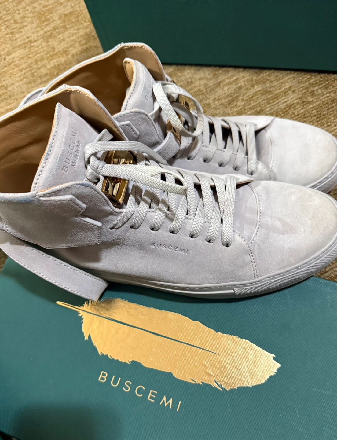 Buscemi High Top Sneakers - Light Grey Suede