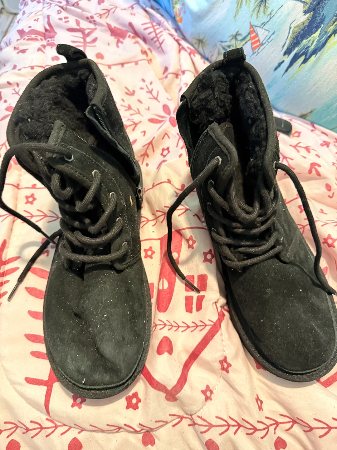 UGG Black Suede Lace-Up Boots - Size 6 - photo 2