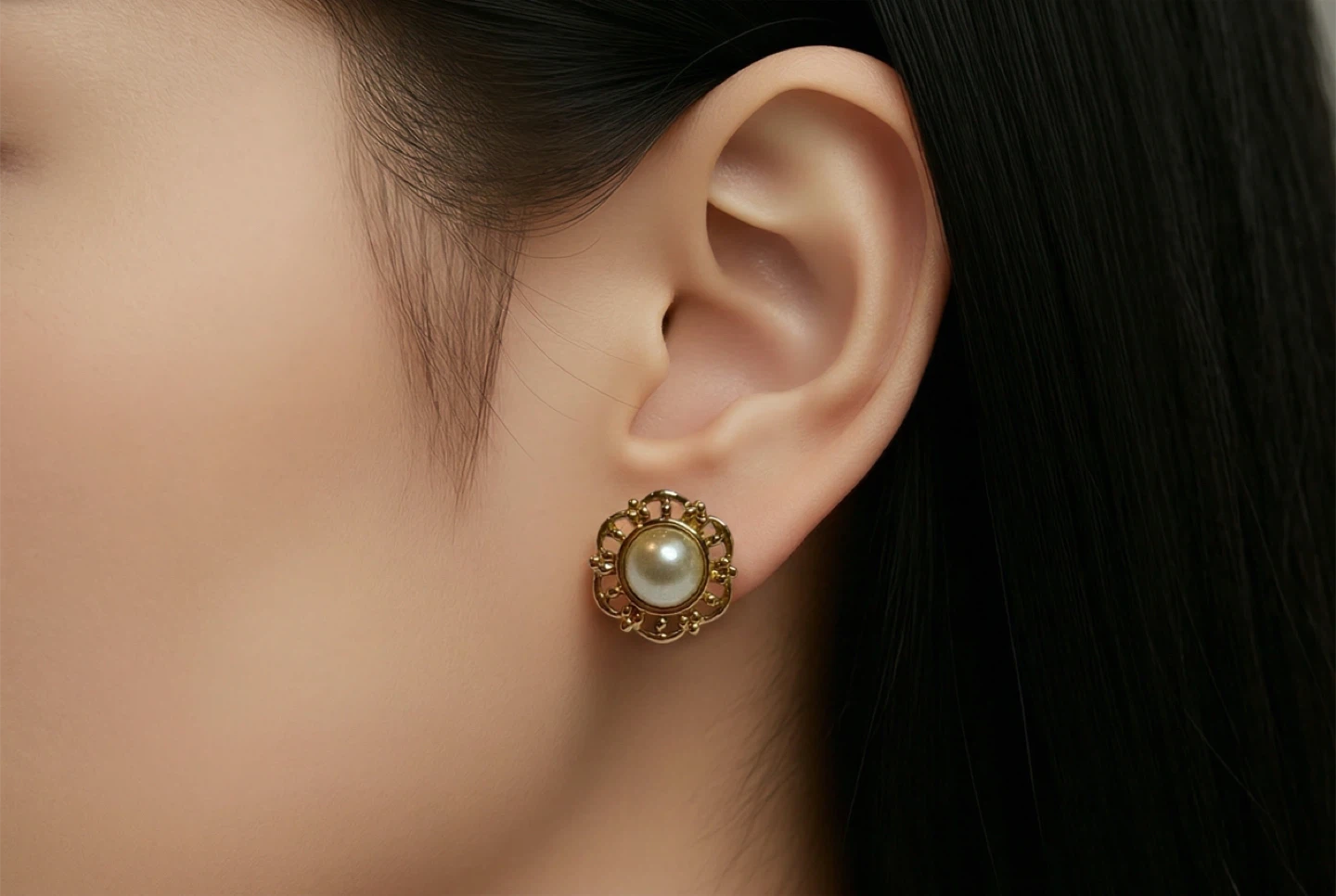 Monet Gold Tone Faux Pearl Flower Clip-On Earrings - photo 2