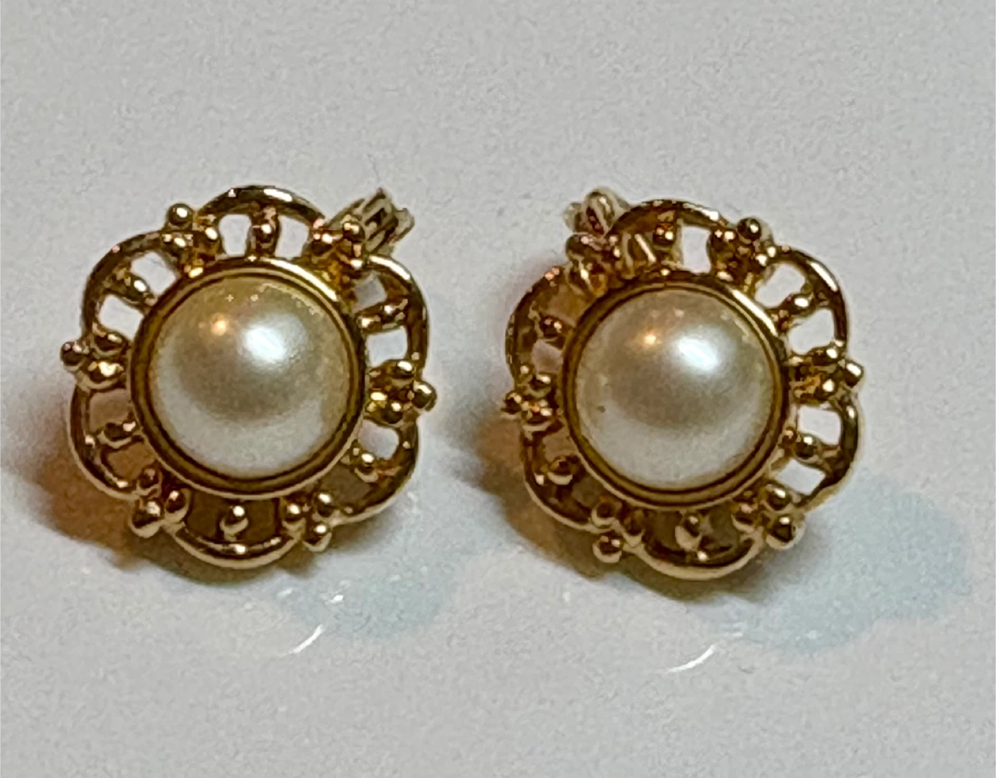Monet Gold Tone Faux Pearl Flower Clip-On Earrings - photo 5