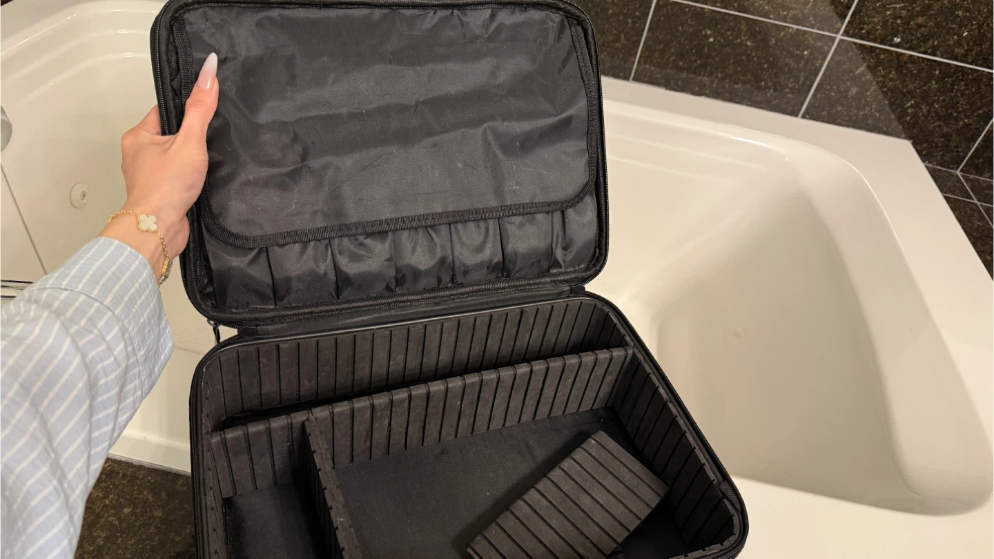 Black Cosmetic Train Case with Multiple Compartments