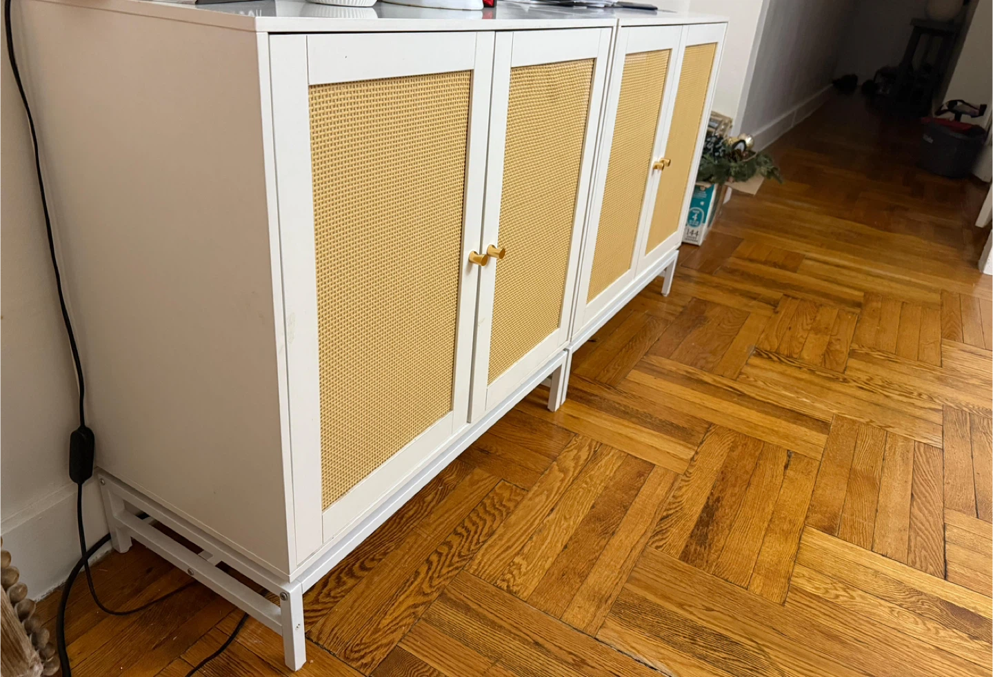 White Cabinet with Rattan Doors - photo 3