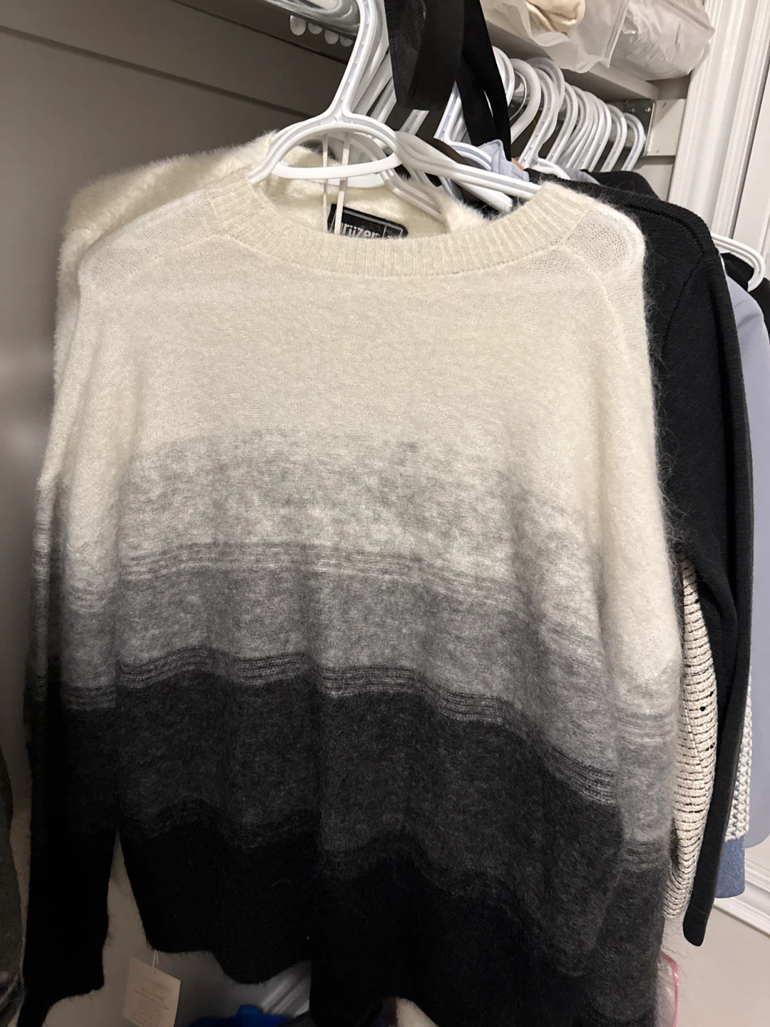 Ombre Knit Sweater - Cream/Grey/Black