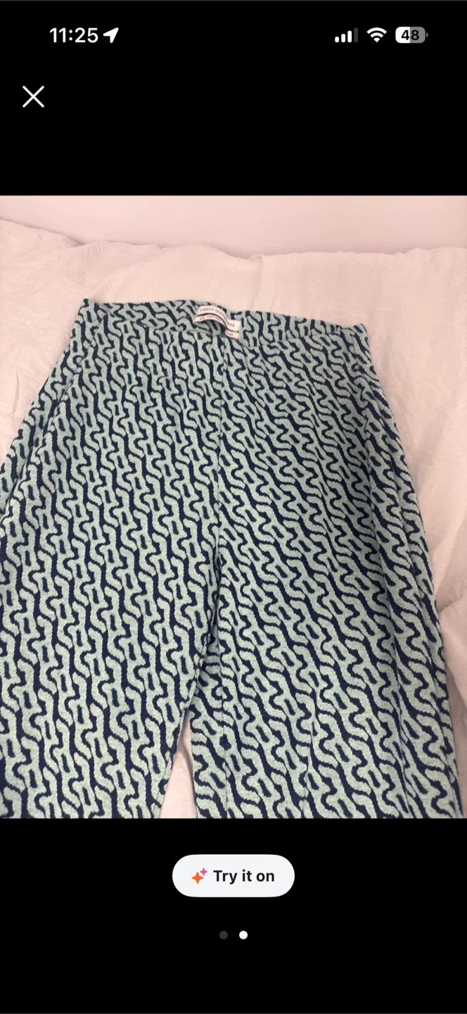 Light Blue Patterned Flared Pants - photo 2