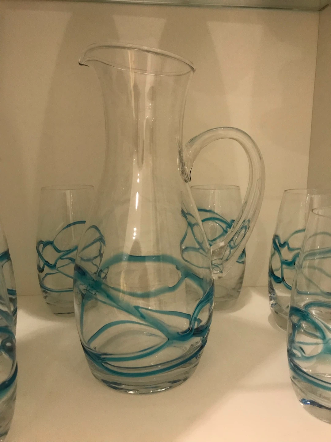 Glass Pitcher and 4 Tumblers Set