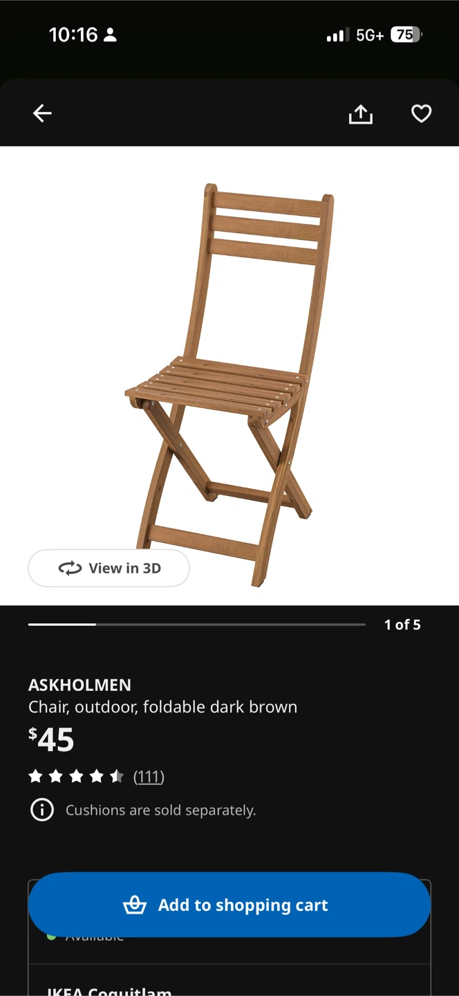 IKEA ASKHOLMEN Gateleg table, outdoor, dark brown