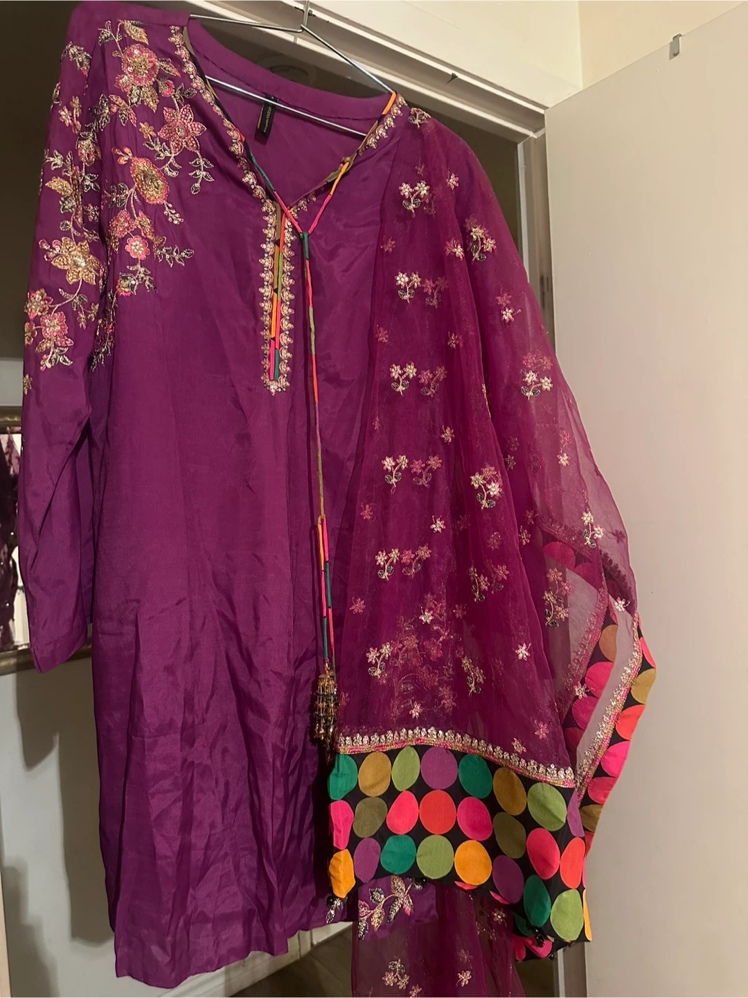 Embroidered Purple Kurti with Dupatta - photo 3