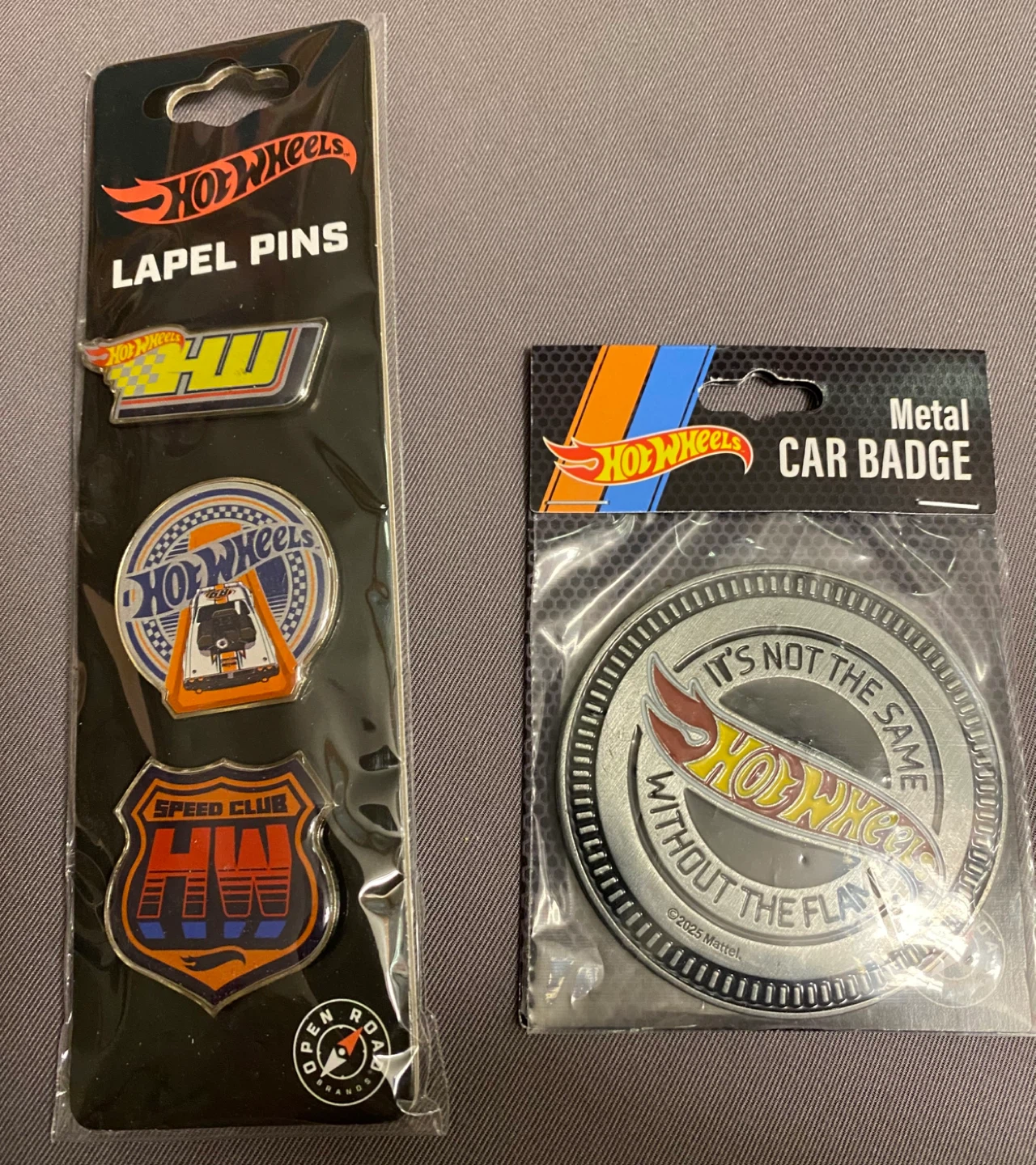 Hot Wheels Lapel Pin Set and Metal Car Badge