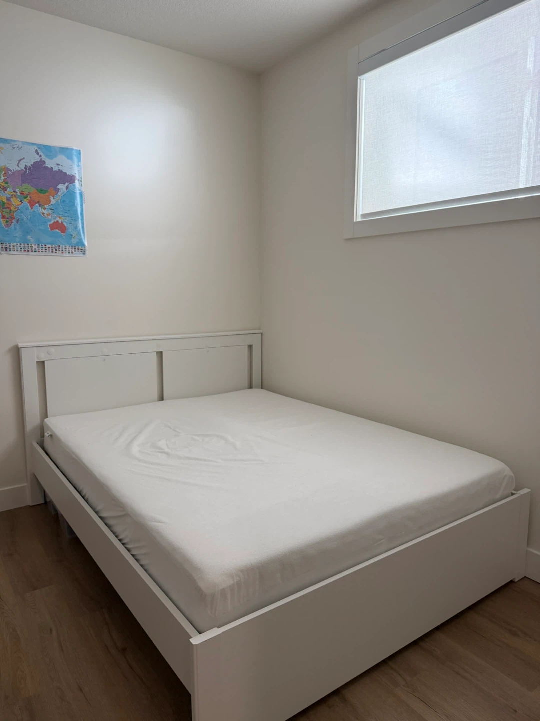 White Queen Bed Frame with Mattress