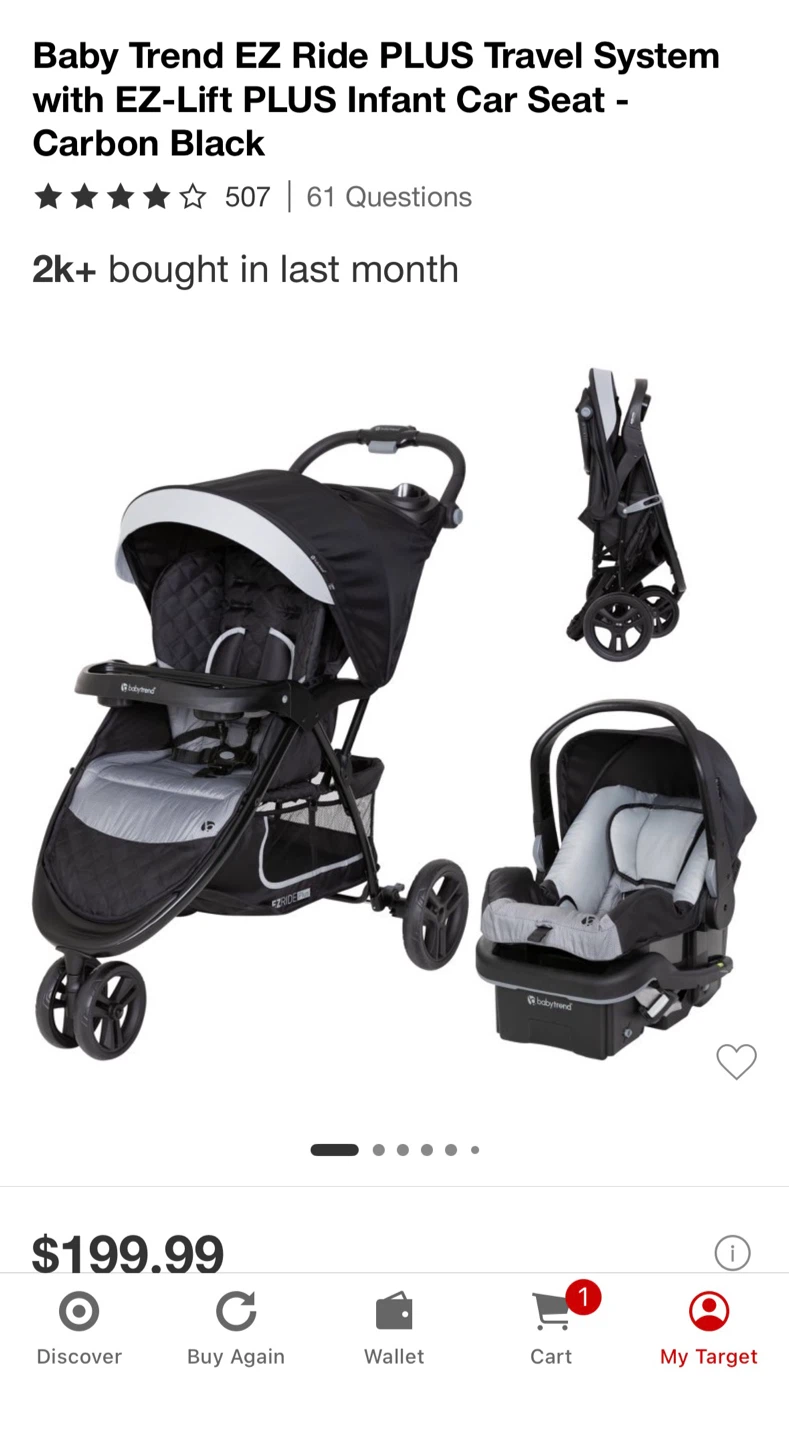 Baby Trend EZ Ride PLUS Travel System w EZ-Lift Infant Car Seat