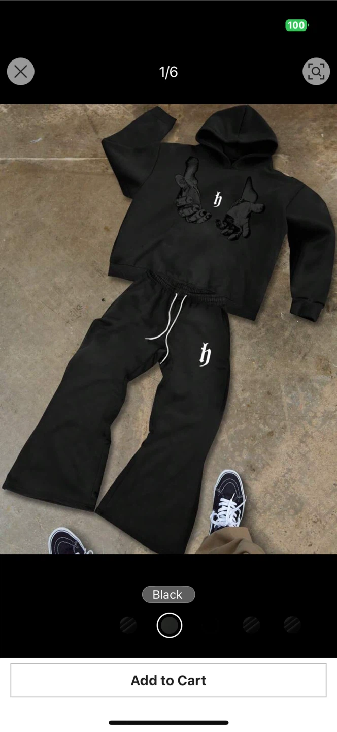 Black Hoodie and Flare Pants Set