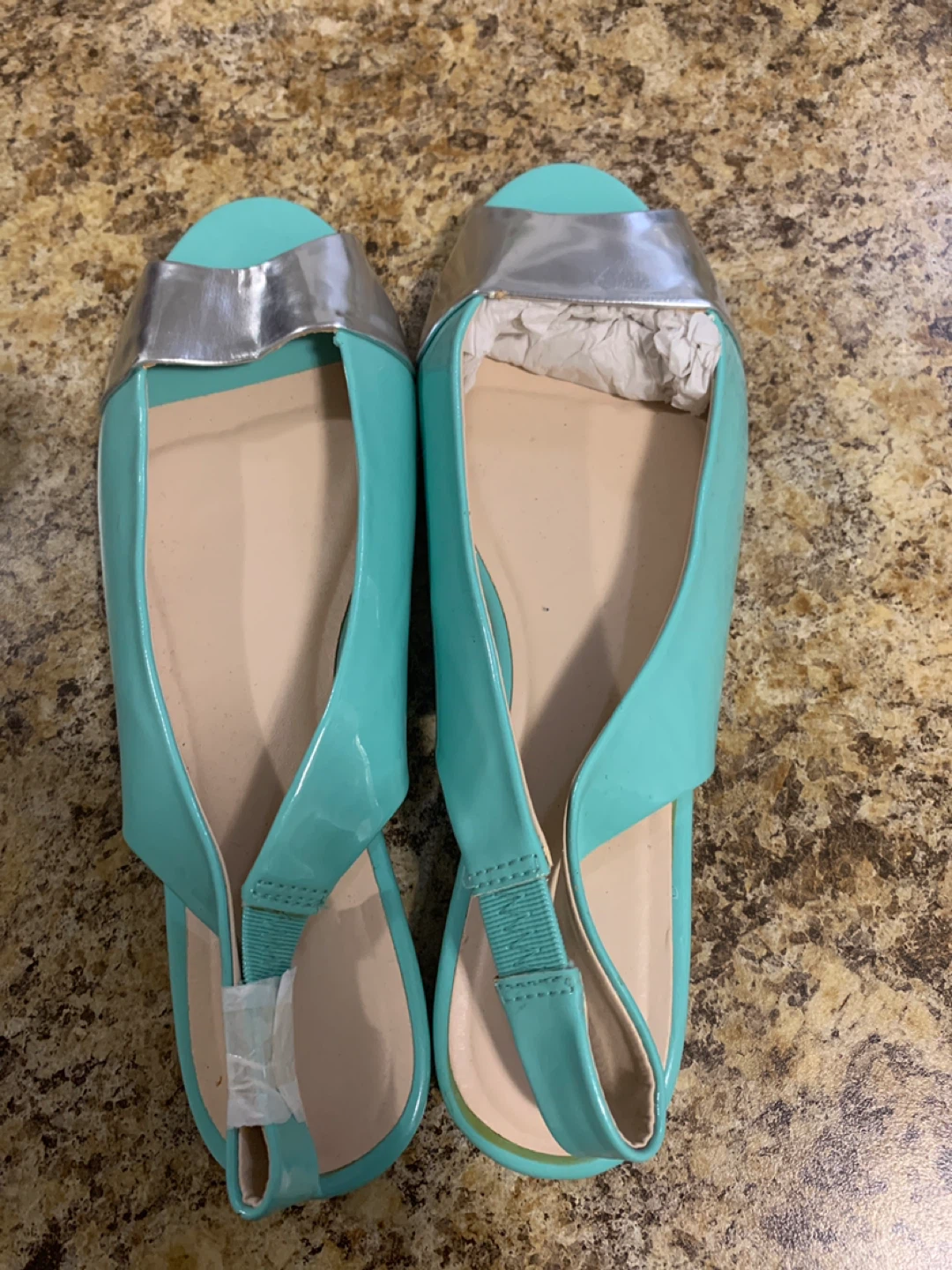 Women's Teal & Silver Slingback Flats