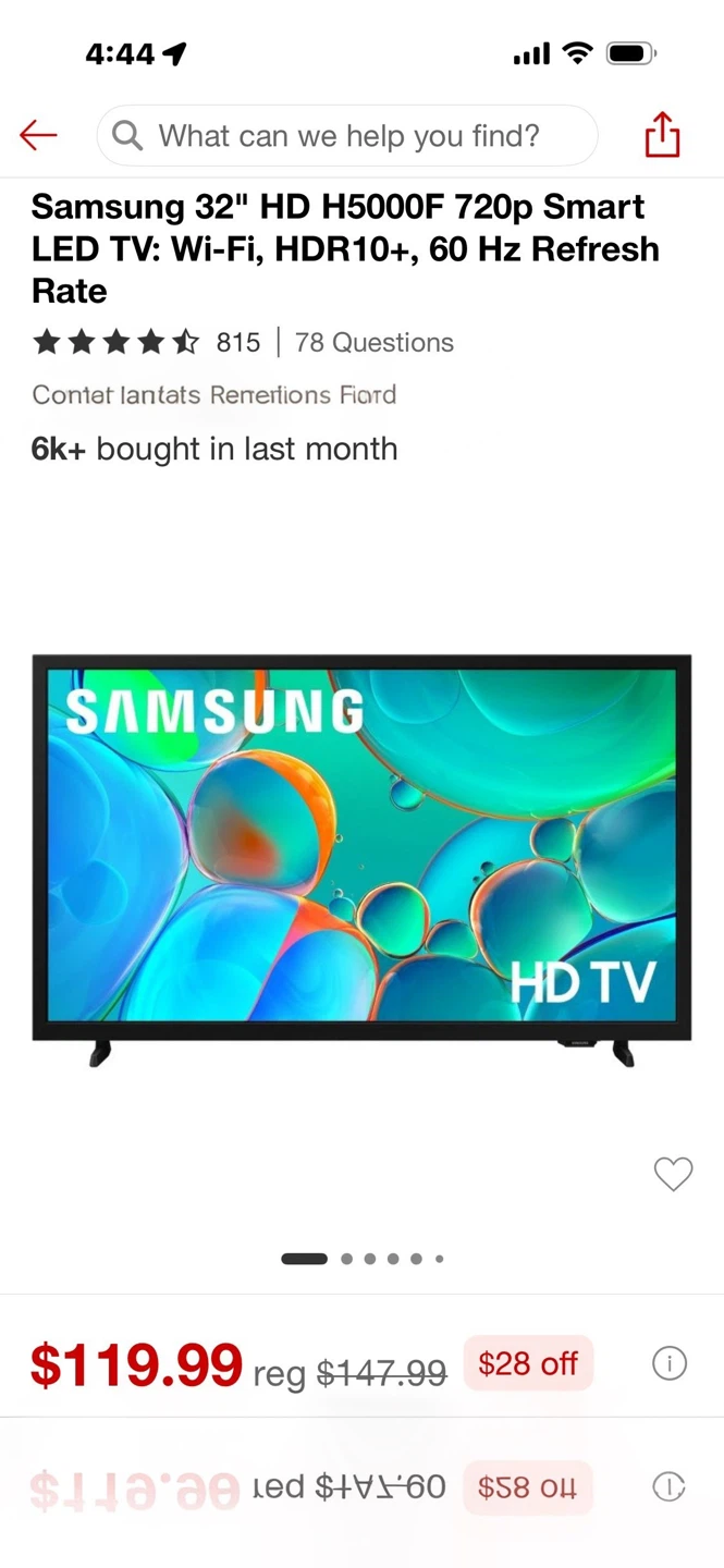 Samsung 32" HD H5000F Smart LED TV