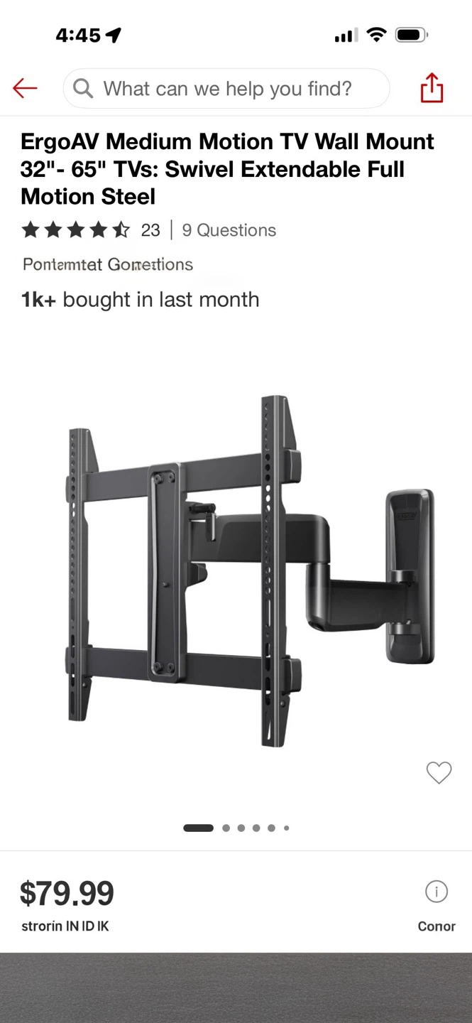 ErgoAV Medium Motion TV Wall Mount for 32"-65" TVs