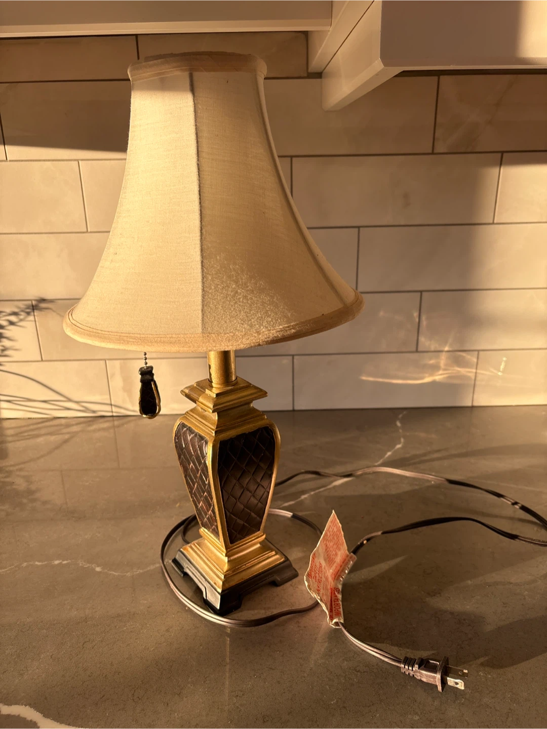 Table Lamp with Beige Shade