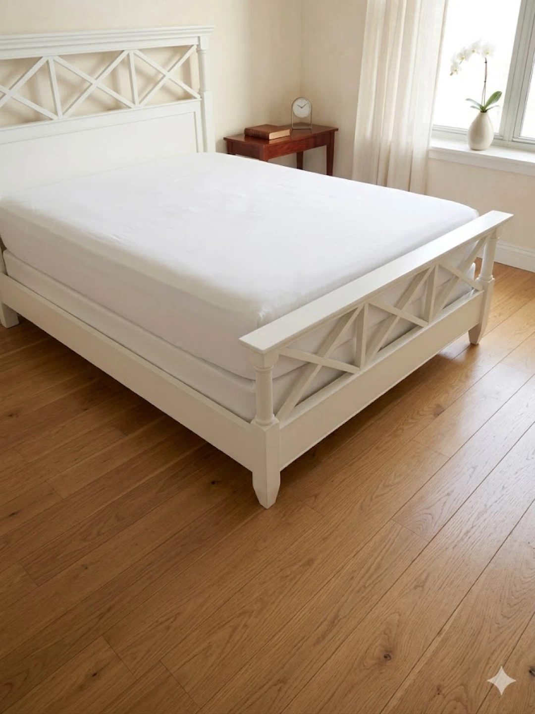 White Wooden Bed Frame - photo 2