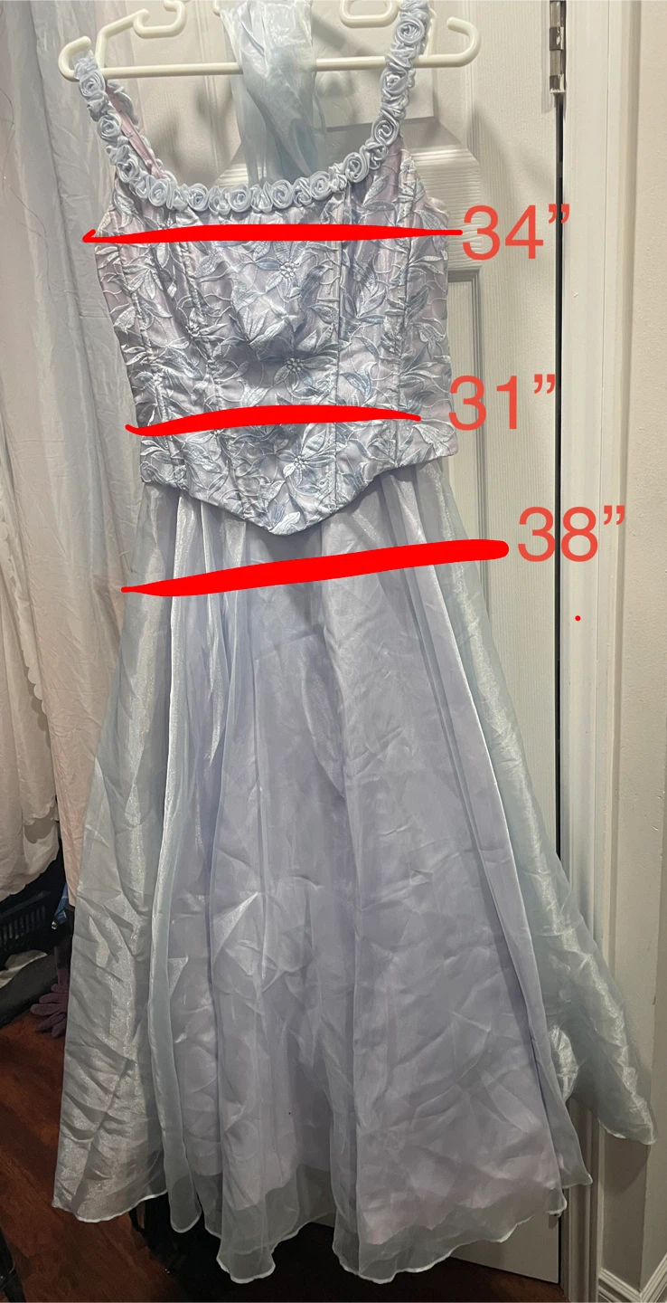 Light Blue / Lavender Lace Floral Corset Dress with Scarf - photo 2