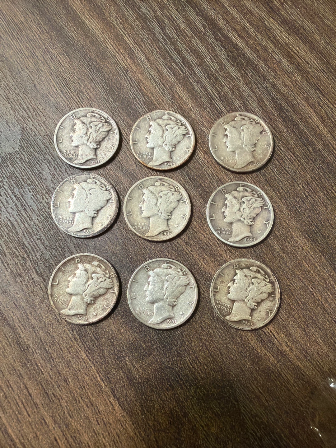 Mercury Dimes (9) - 90% Silver Coins