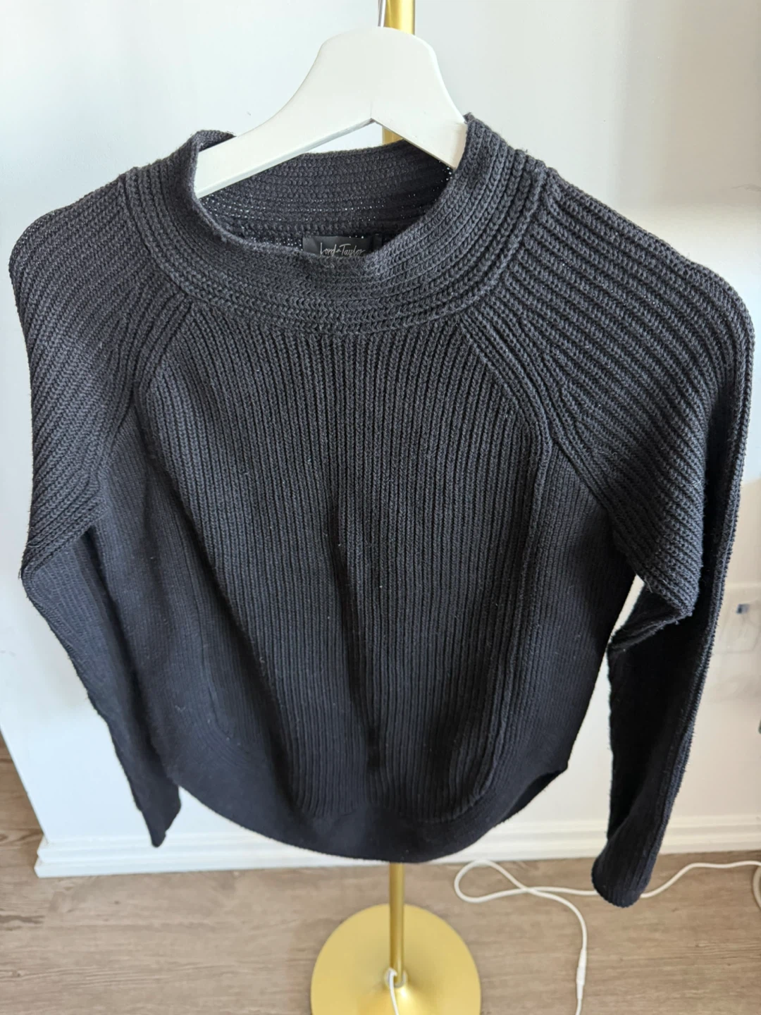Lord & Taylor Black ribbed mock neck sweater