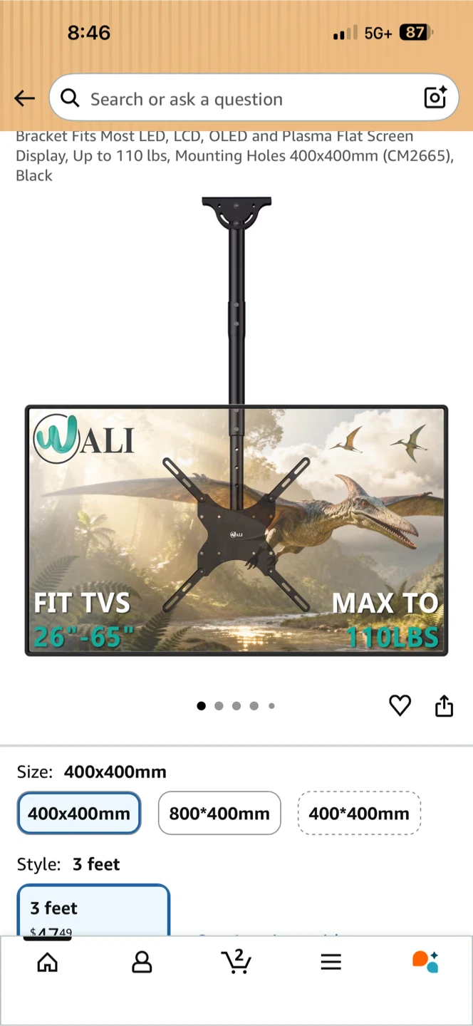 WALI TV Ceiling Mount CM2665XL