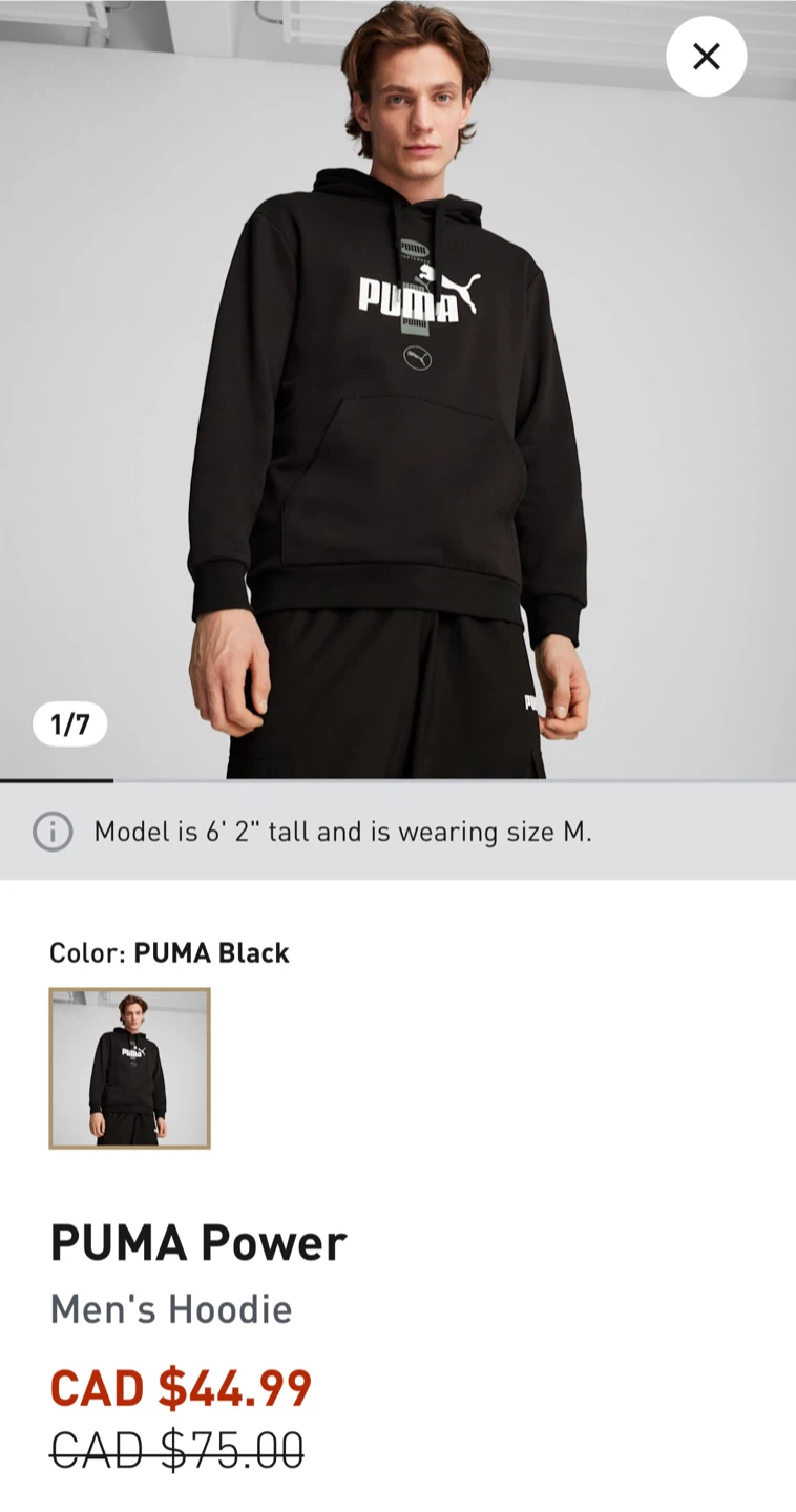 Puma Men's Power Hoodie Black - photo 3