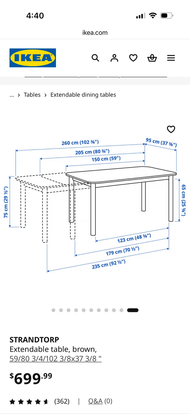 IKEA STRANDTORP Extendable Dining Table - photo 3