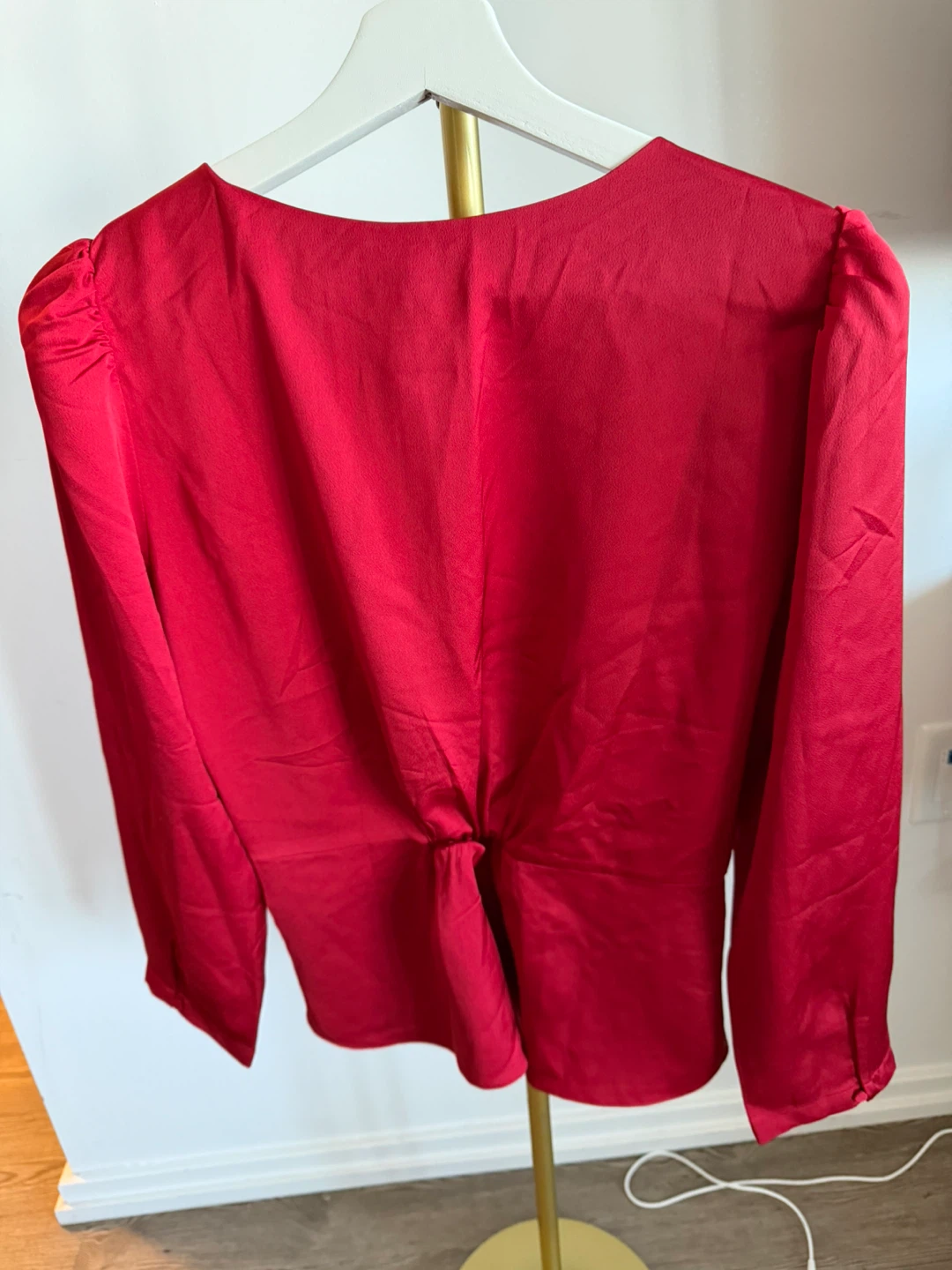 J. Crew Red V-Neck Long Sleeve Peplum Blouse - photo 2